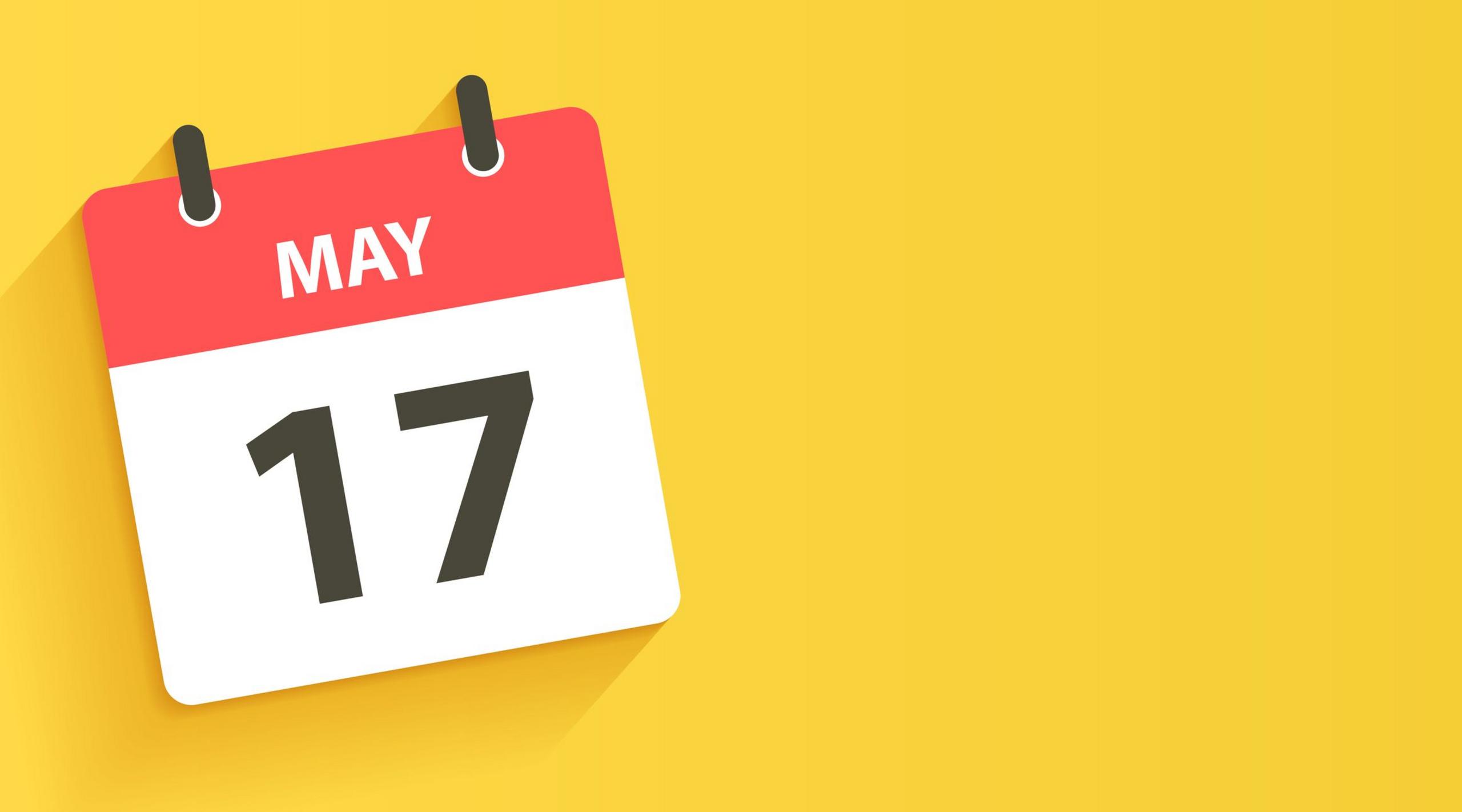 A calendar showing May 17.