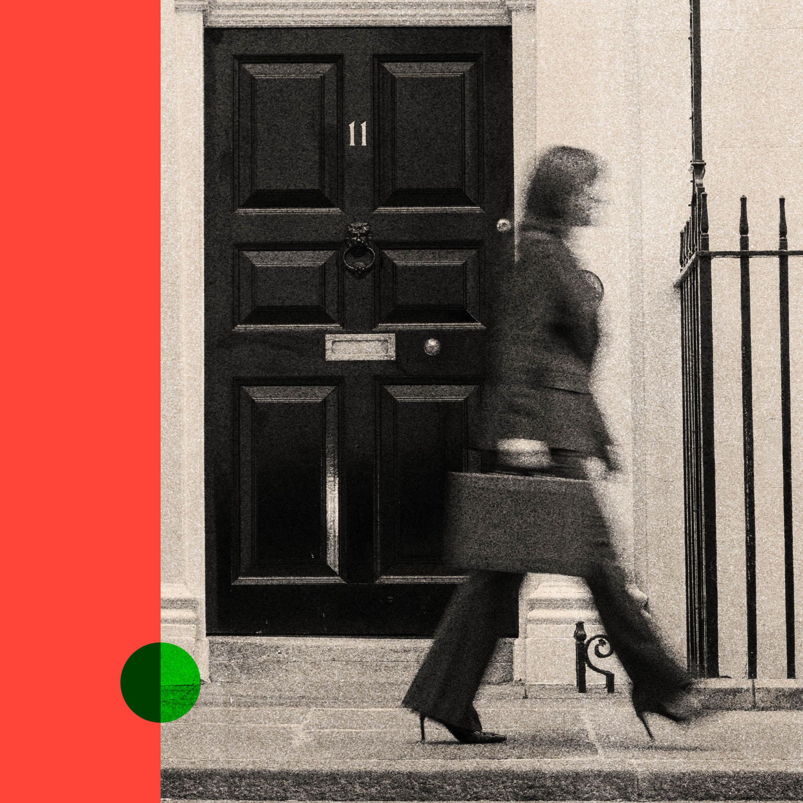 A treated image of Rachel Reeves holder her ministerial red box