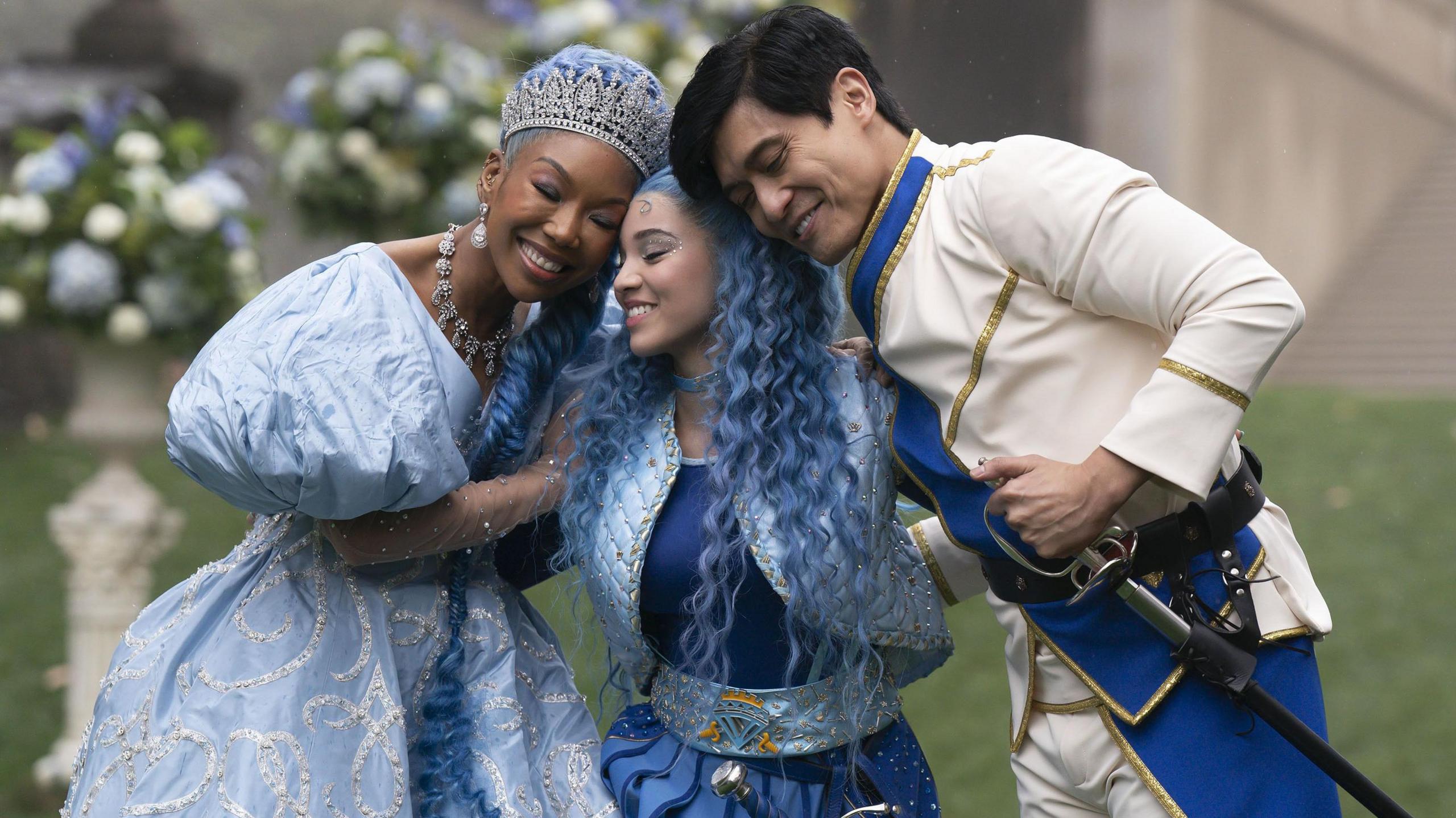 Cinderella in a blue dress, Chloe in a blue dress and Prince Charming