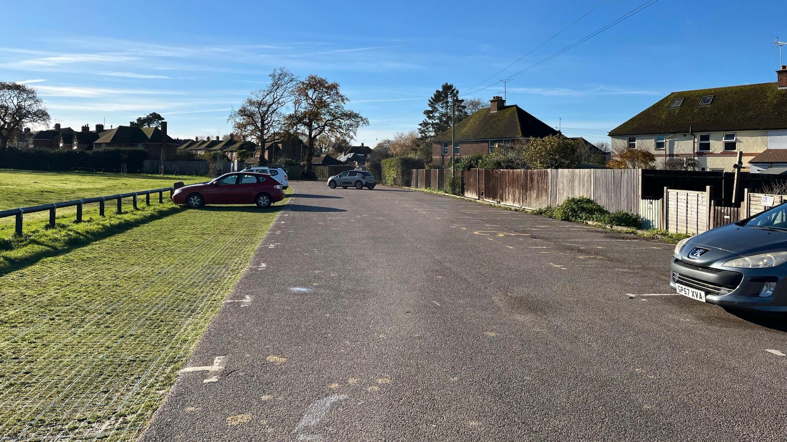 Little Common Recreation Ground car park which borders the park. It has only four or five cars in it in the picture but is often full on weekends