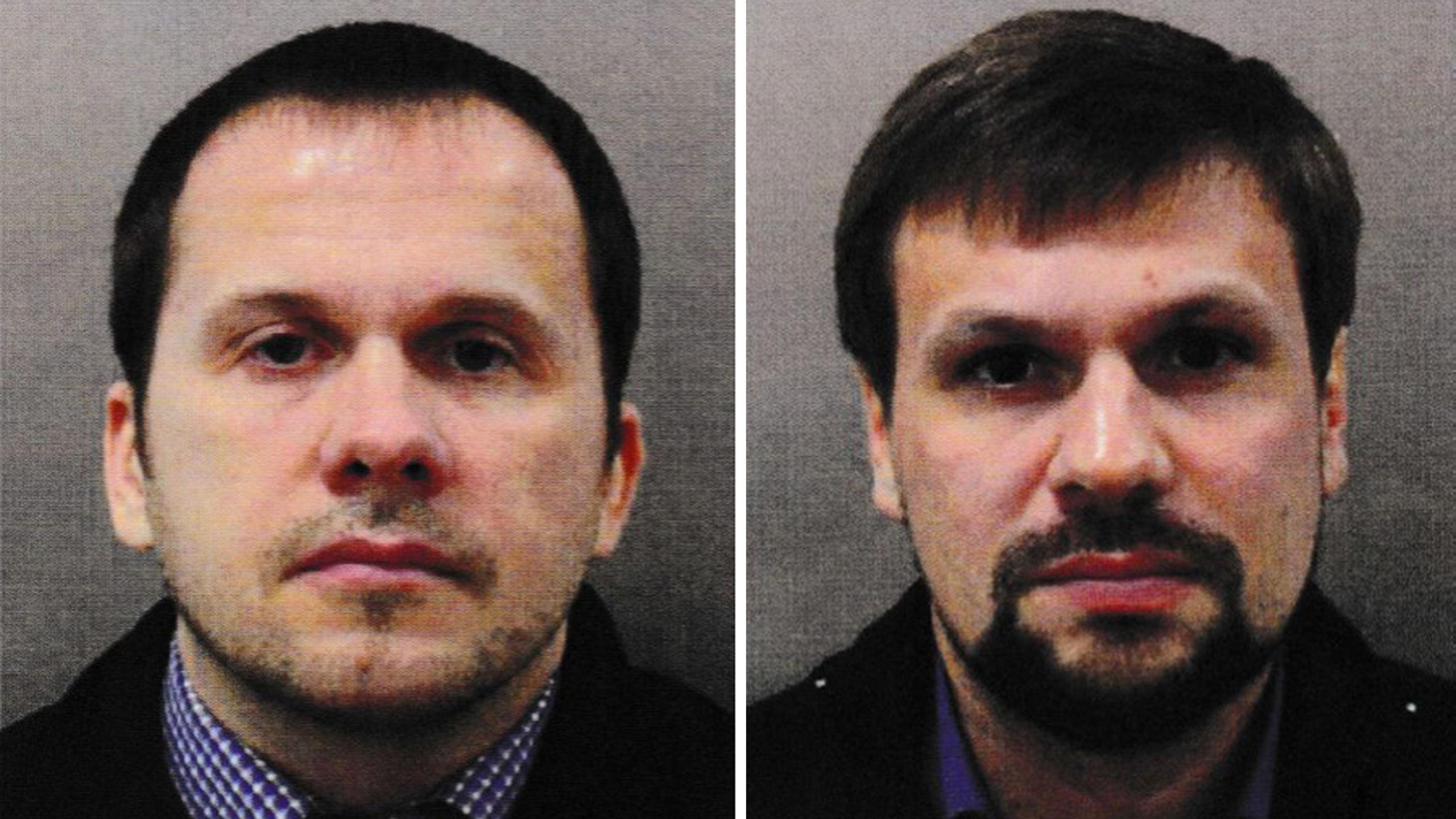 Two mugshot-style pictures of Ruslan Boshirov and Alexander Petrov.