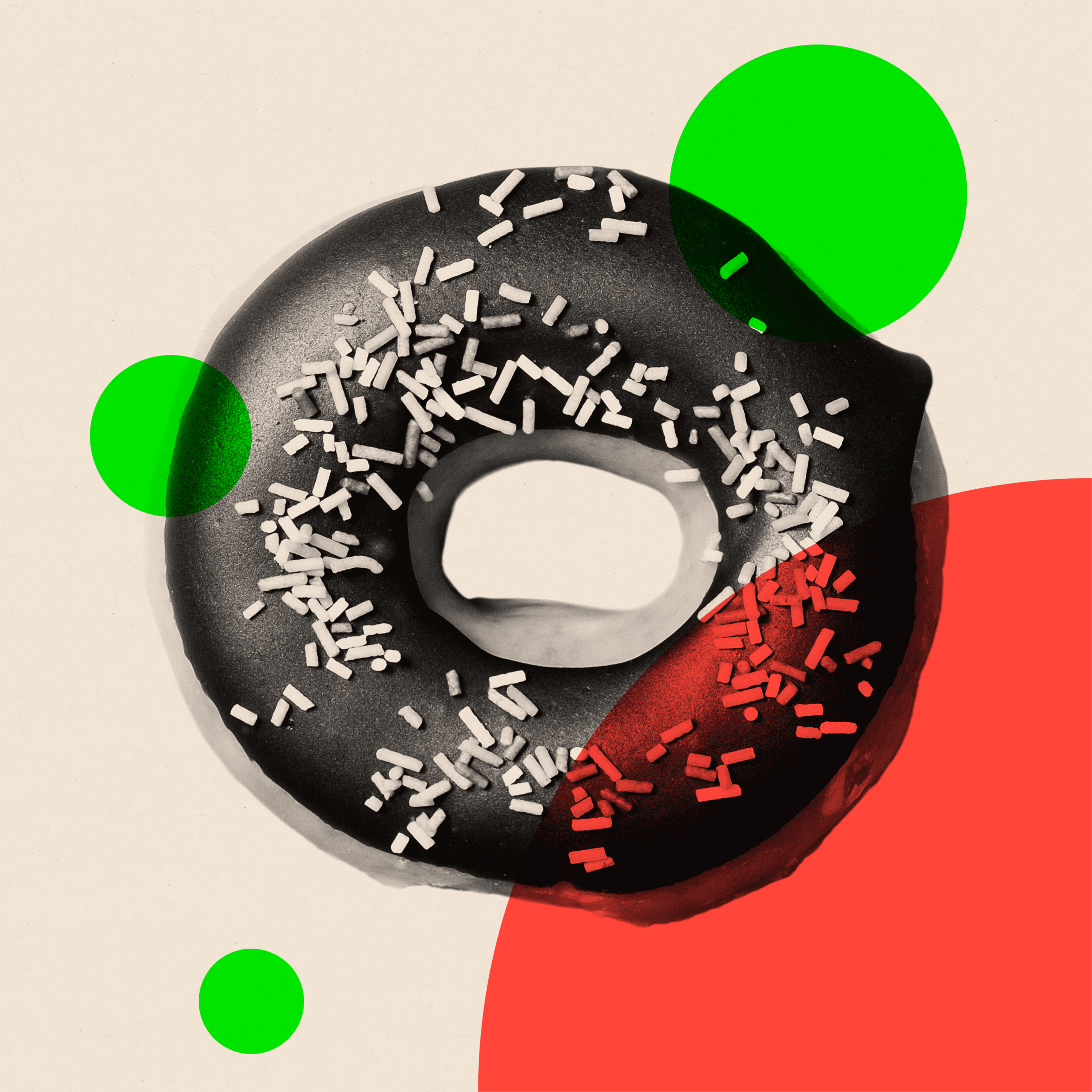 Montage showing a chocolate donut