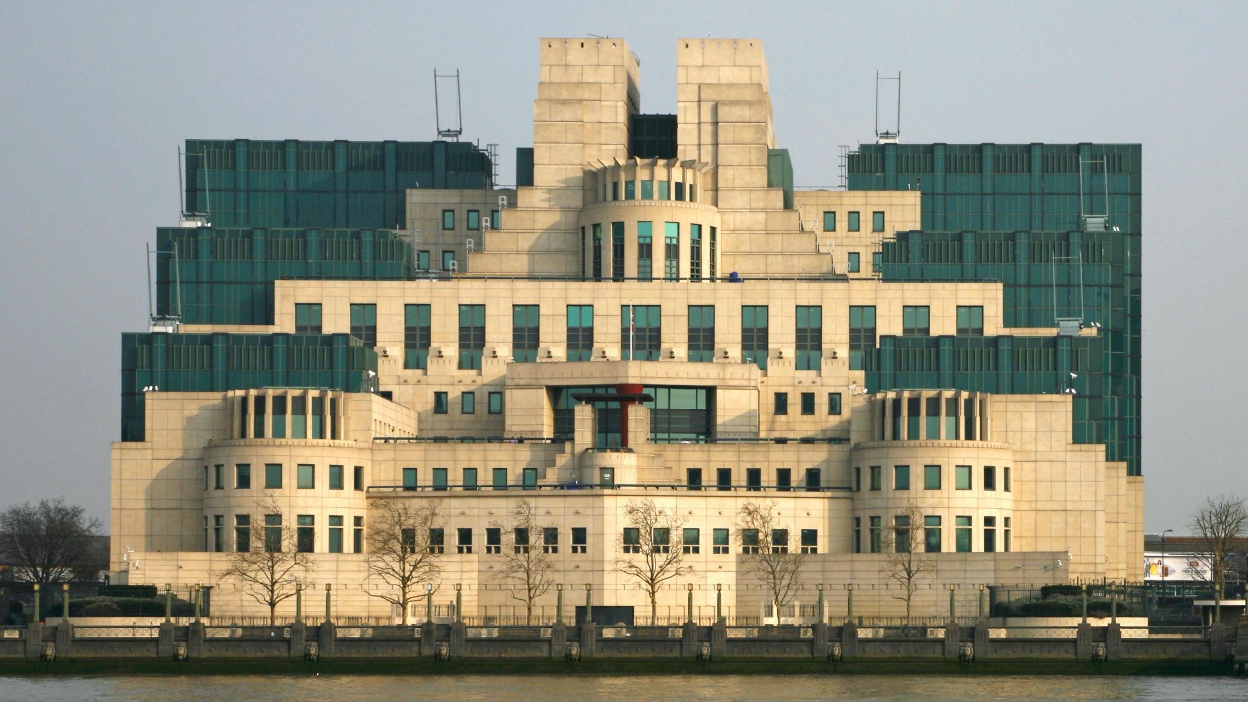 Exterior view of MI6 building in London