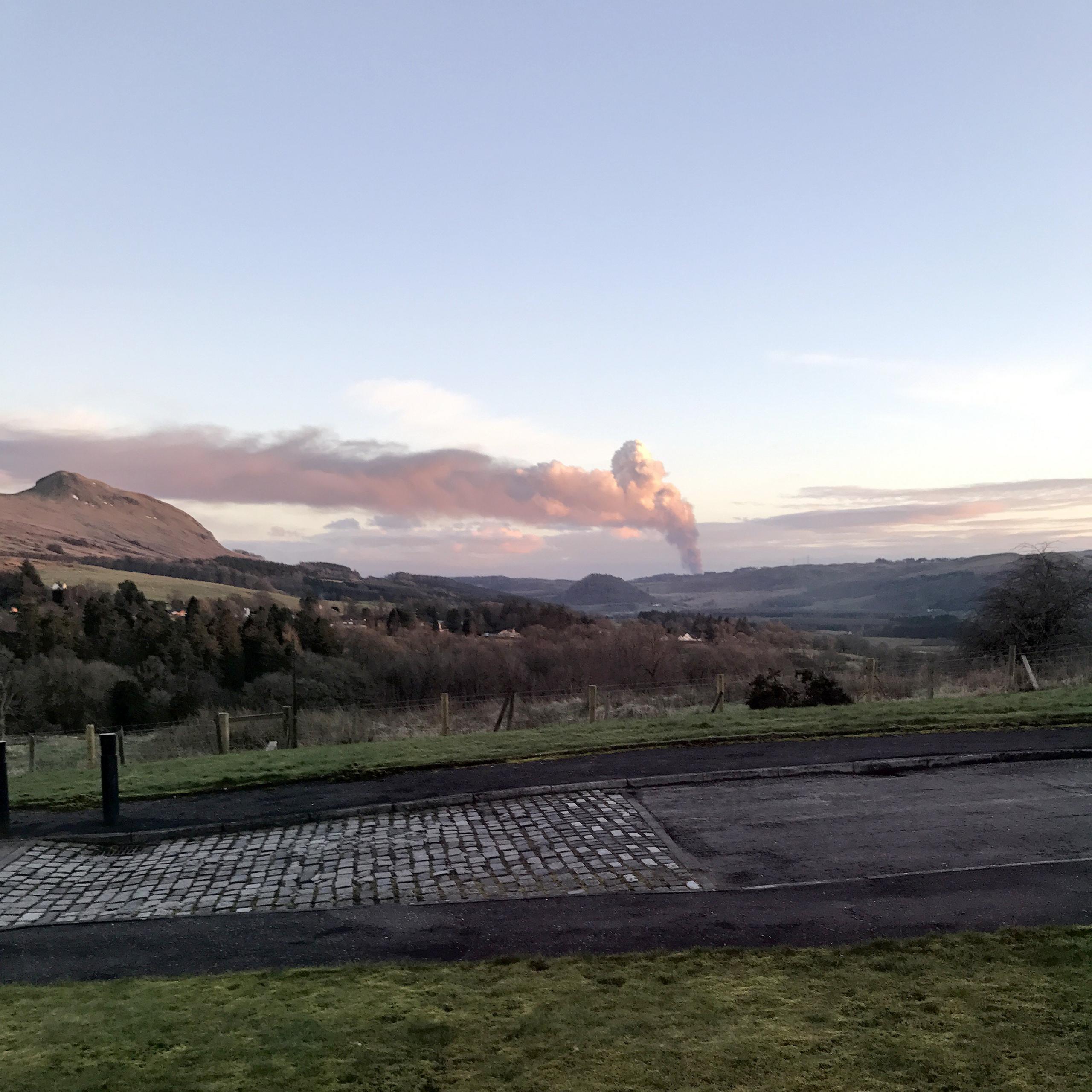 View of Glasgow scrapyard fire