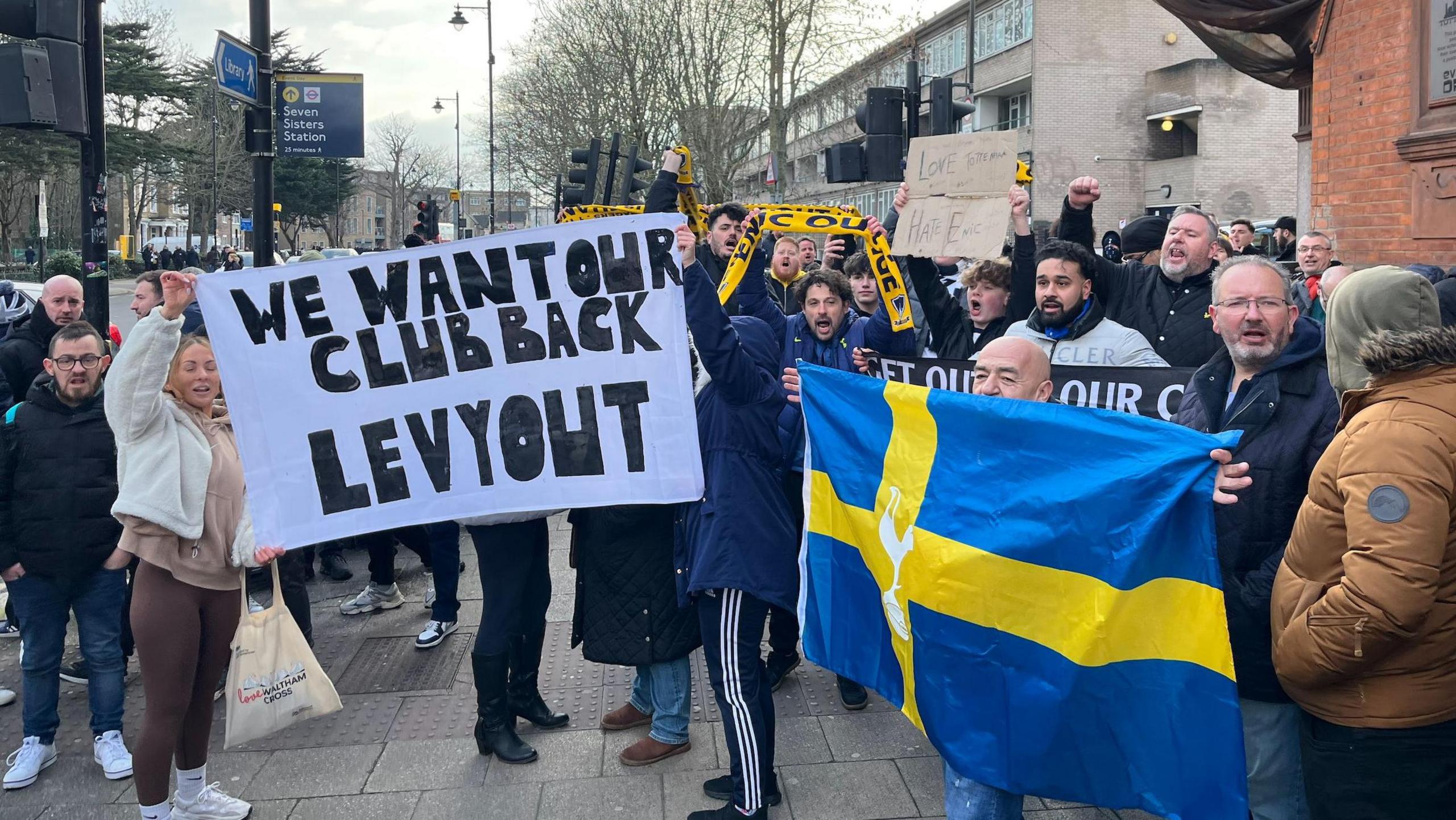 Tottenham fans protest