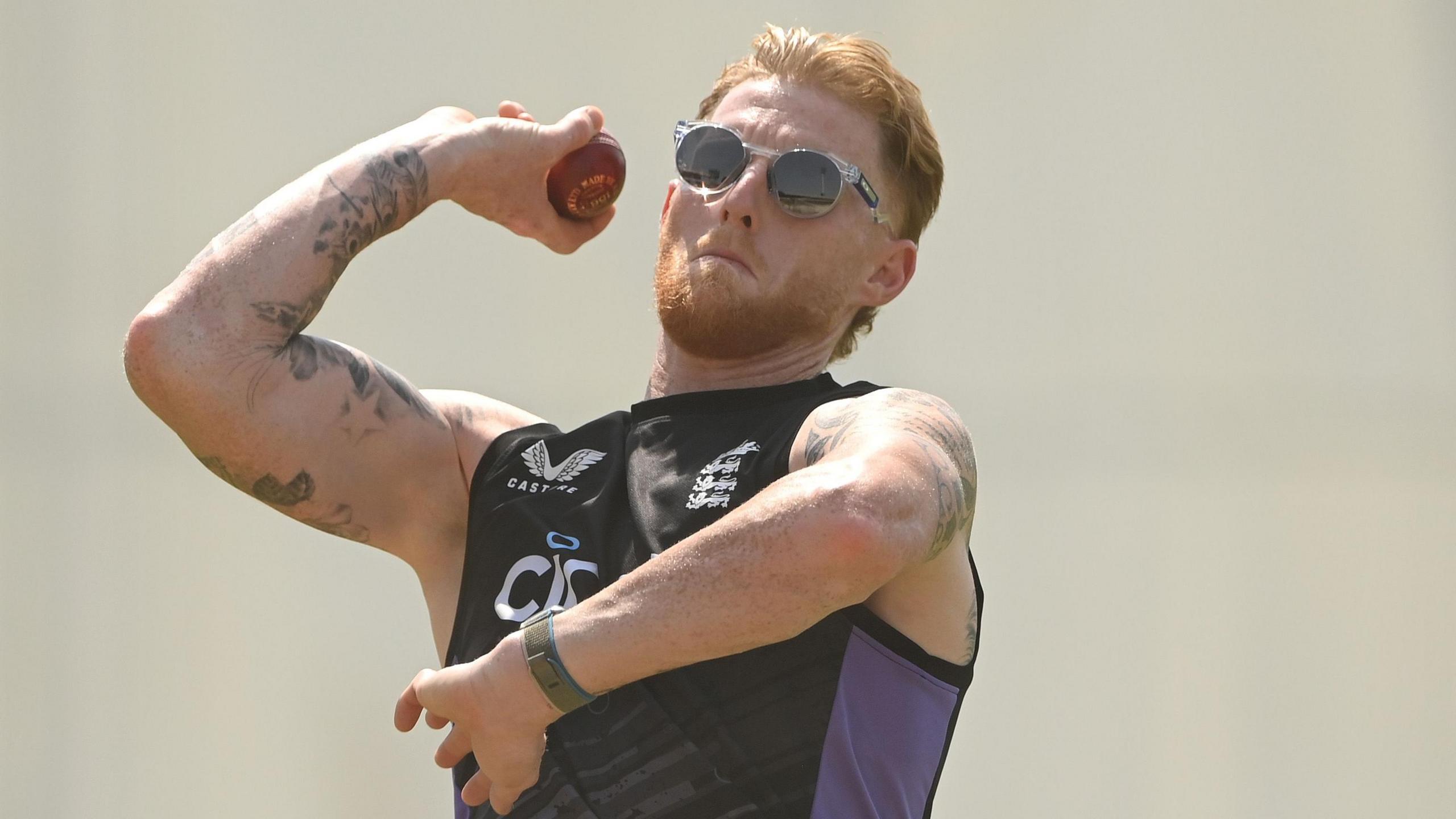 Ben Stokes bowling in the nets in Multan on Friday