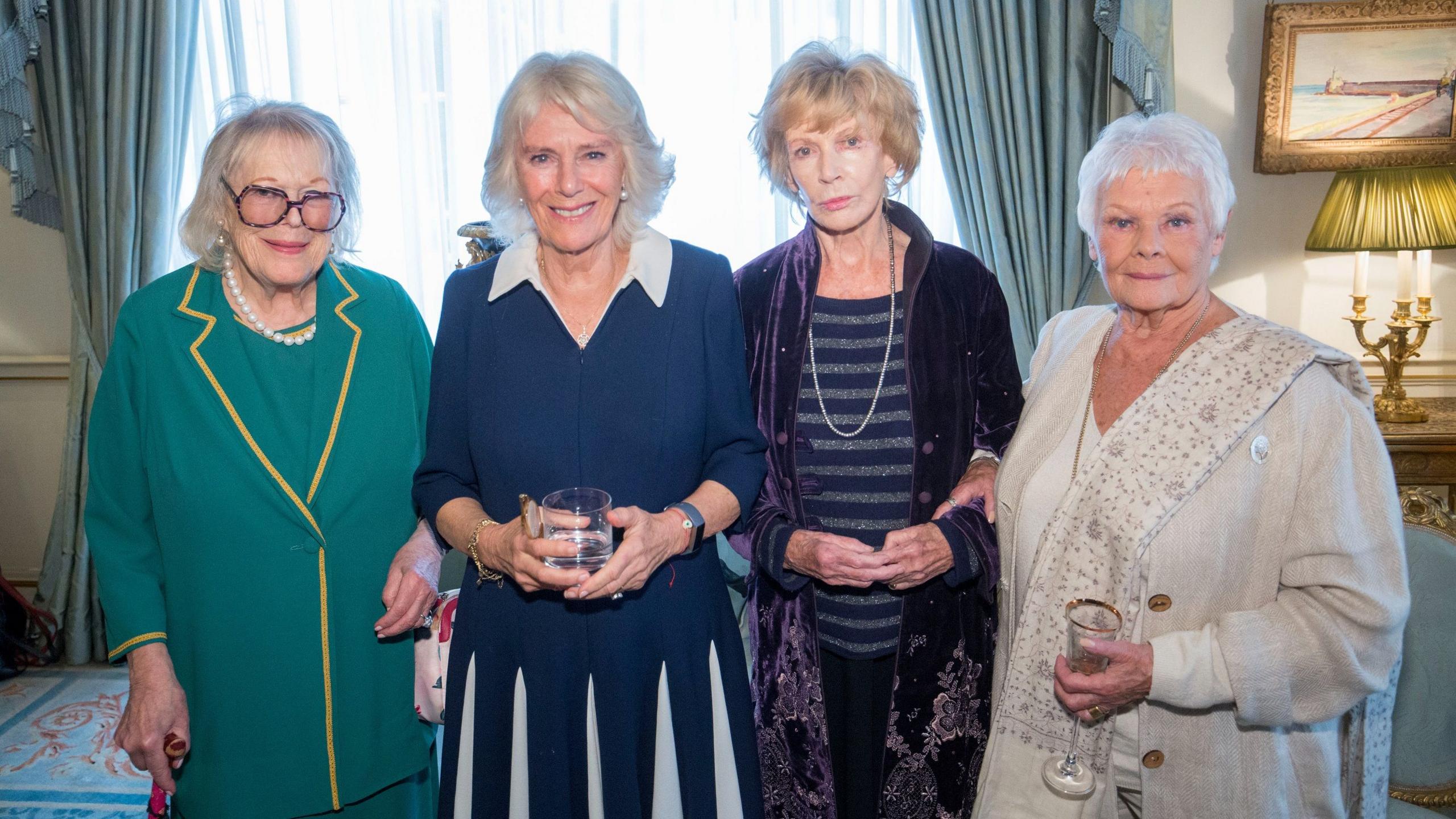 Antonia Fraser, Edna O'Brien and Judi Dench at a reception hosted by the then Duchess of Cornwall in 2021