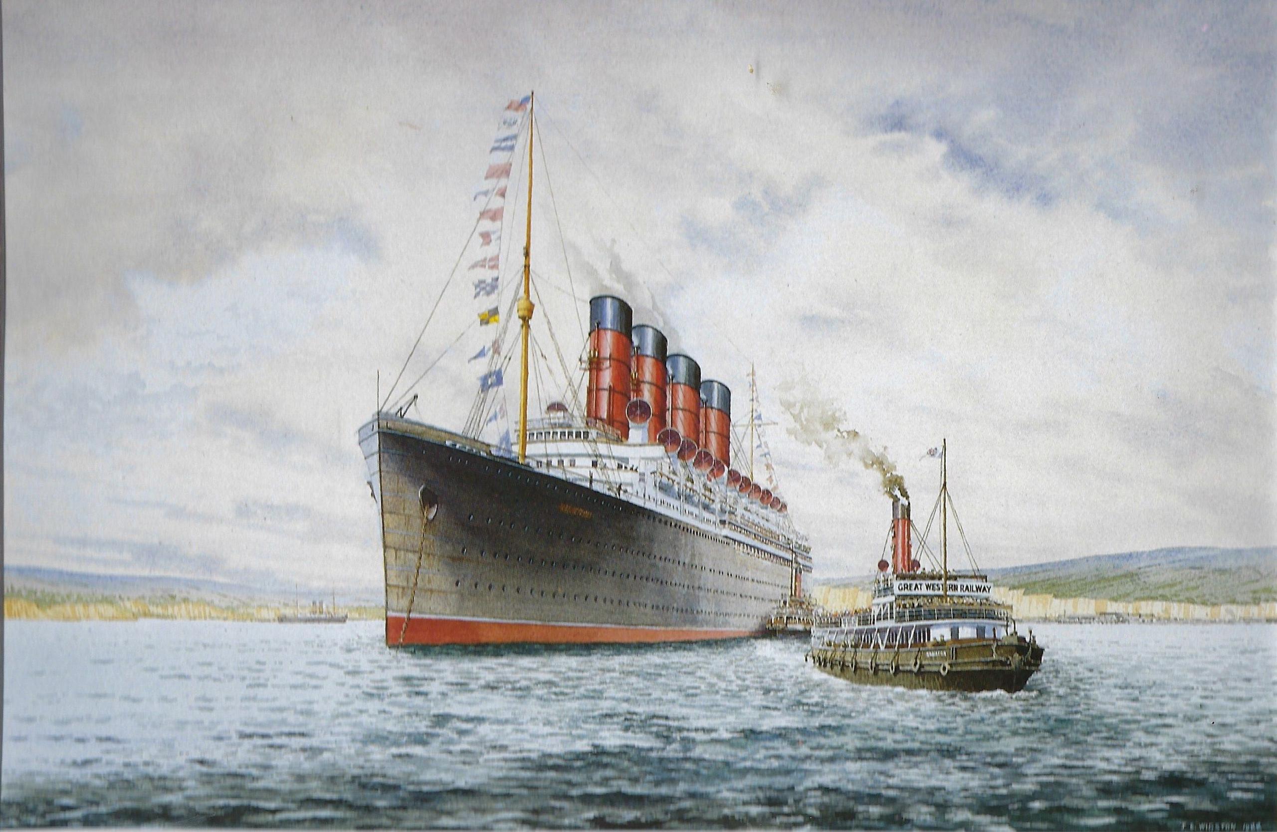 Y Mauretania yn cyrraedd Abergwaun