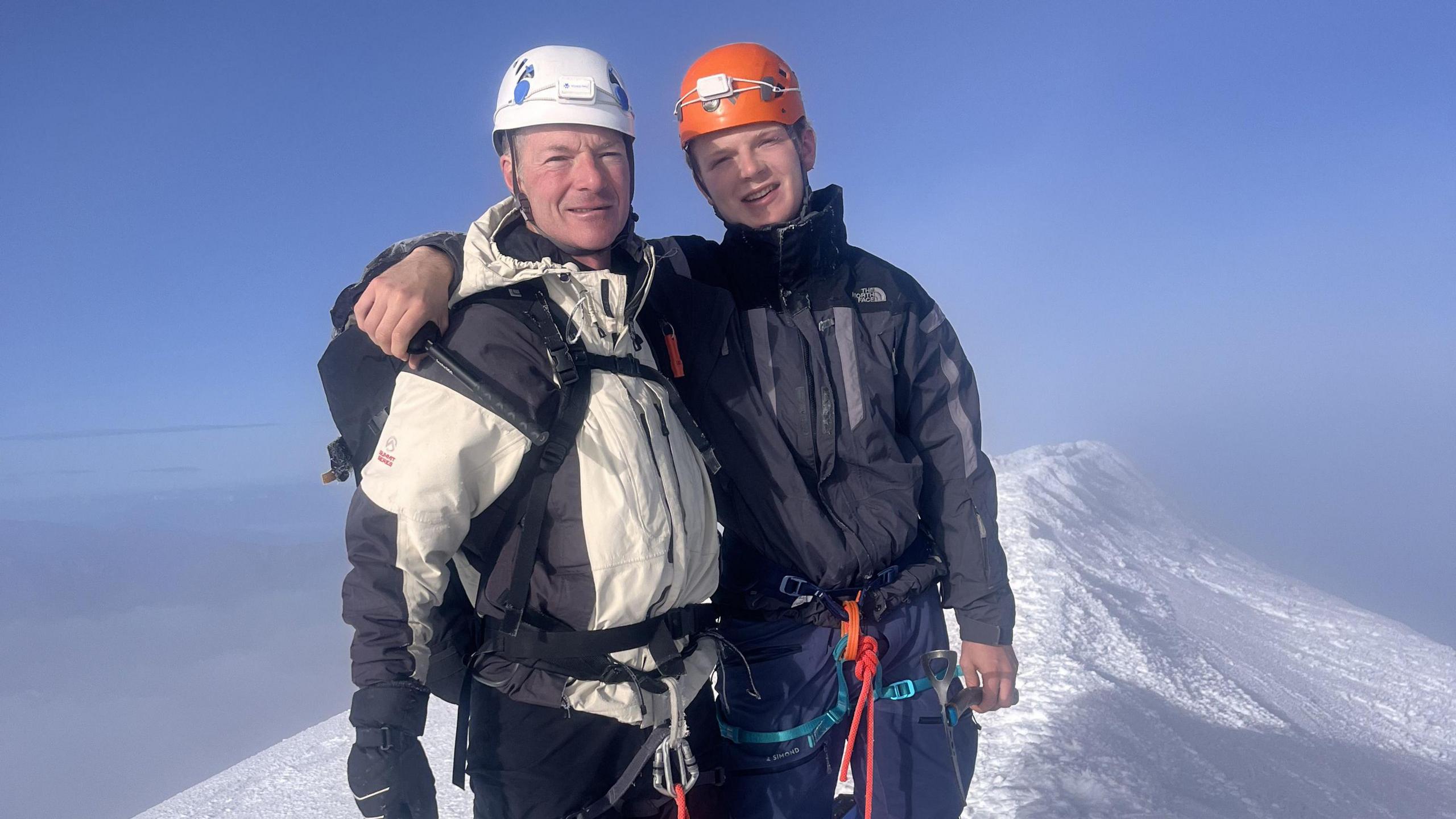 Hugh Burnaby-Atkins and Eddie Burnaby-Atkins at the summit of Mont Blanc