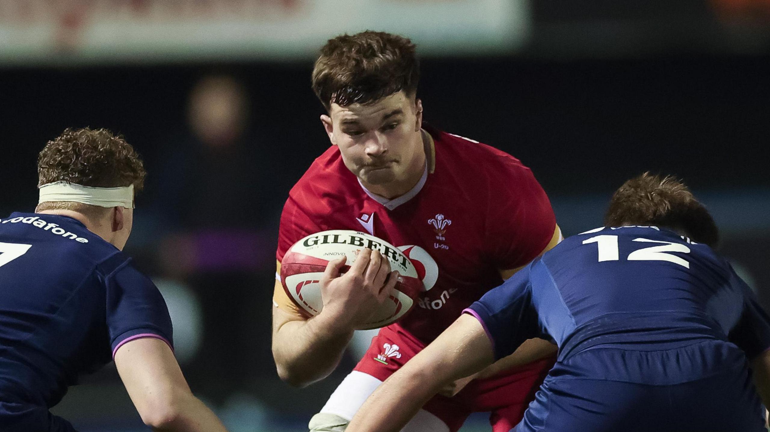 Deian Gwynne carries the ball for Wales Under-20s against Scotland in the Six Nations