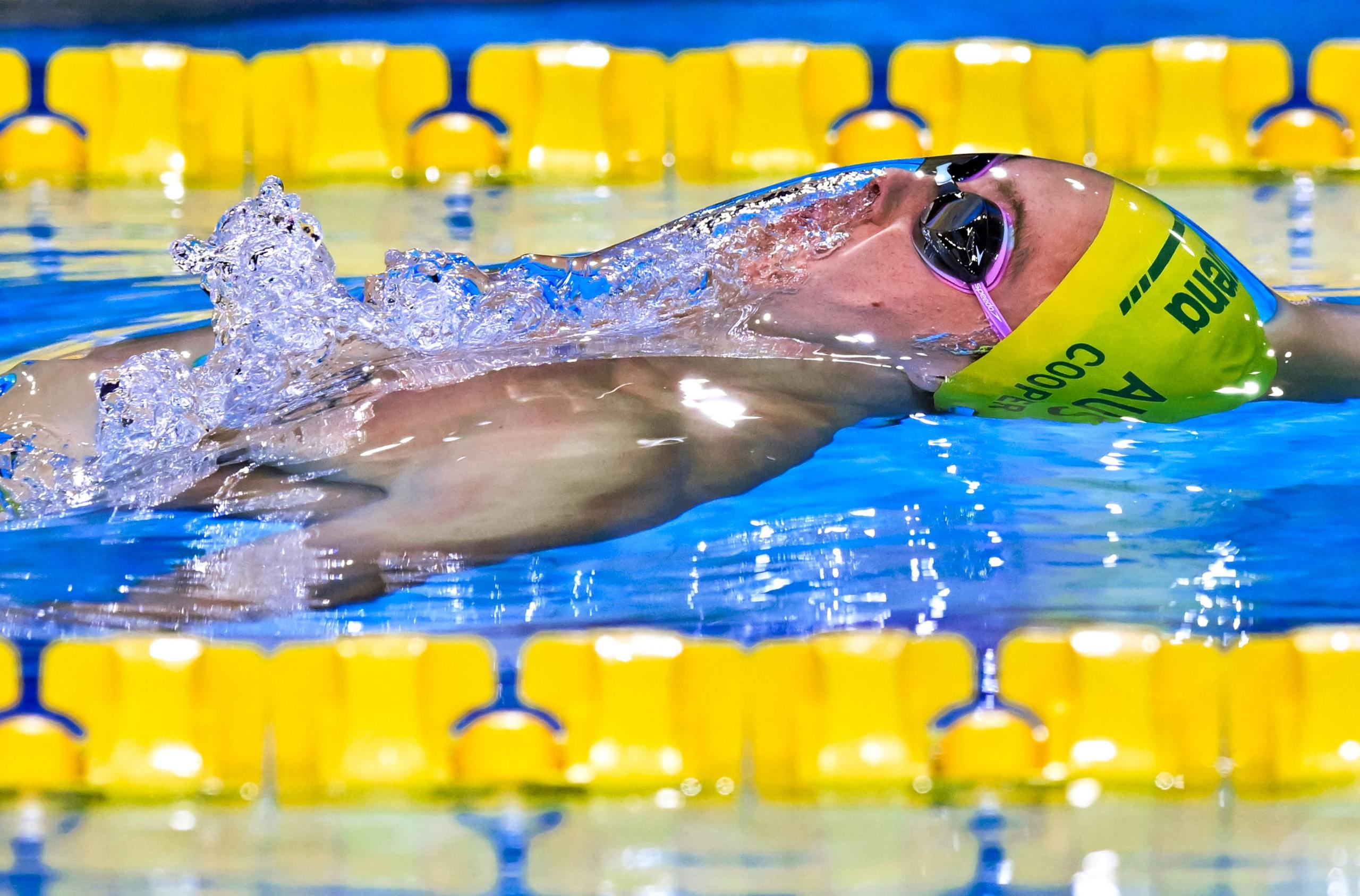 Isaac Cooper of Australia competes in the 50m Backstroke Men Semifinal during the short course World Aquatics Swimming Championships 2024 at the Duna Arena. Budapest