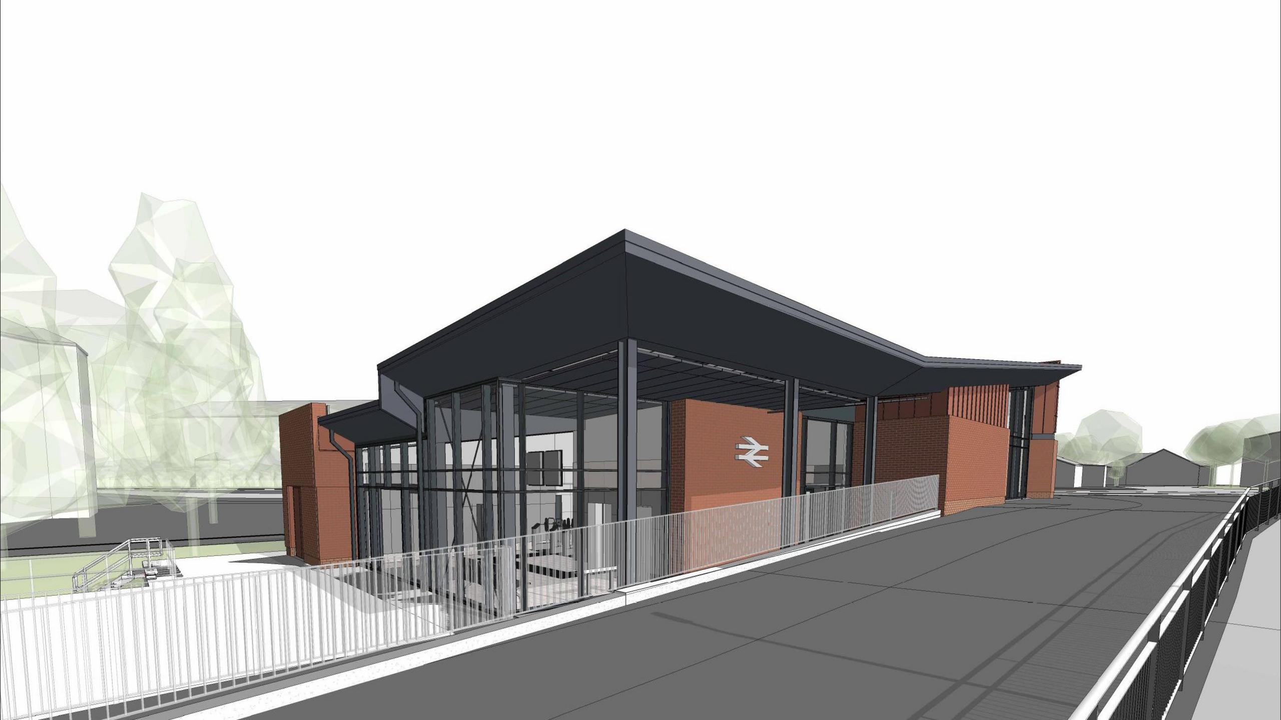 An artist's impression of a new station to be built in East Kilbride 