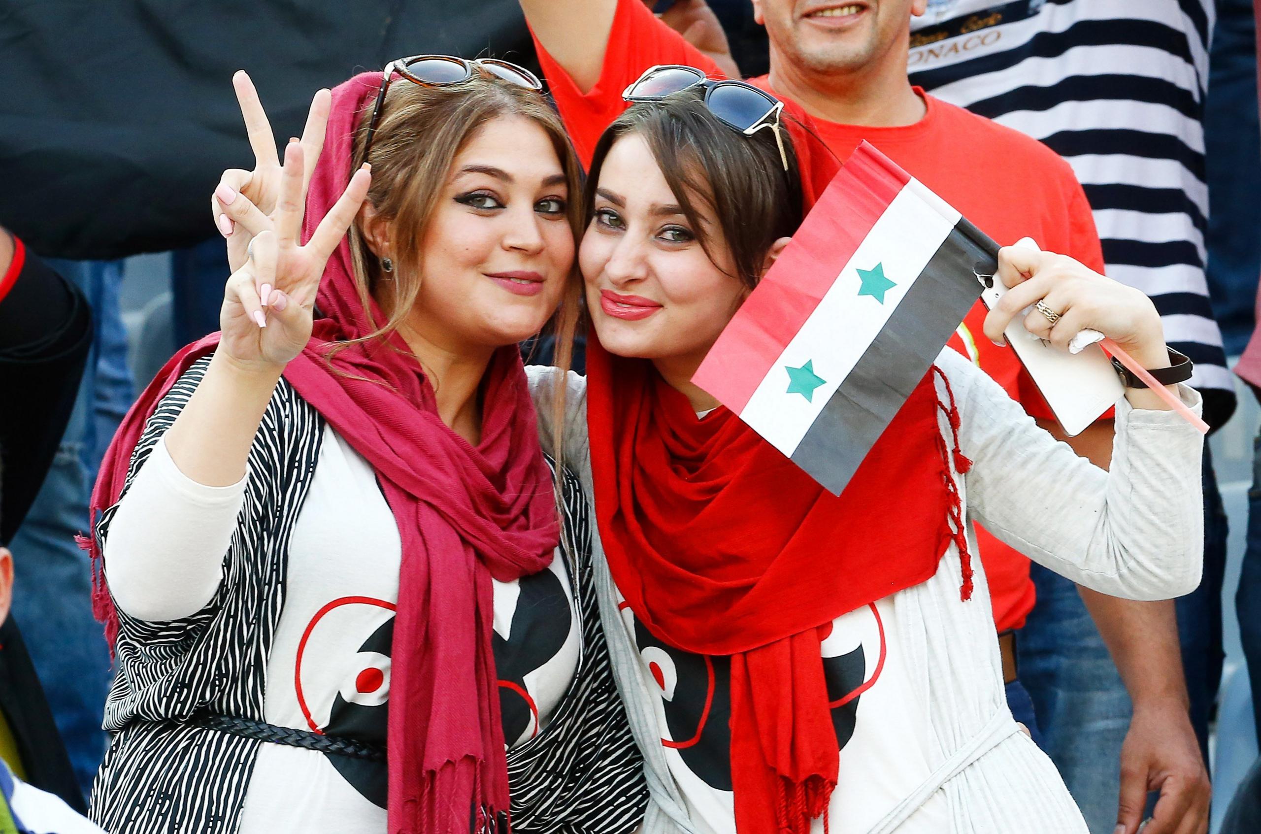 Fans of Syria pose during the FIFA World Cup 2018 qualifying soccer match between Iran and Syria at the Azadi stadium in Tehran, Iran, 5 September 2017