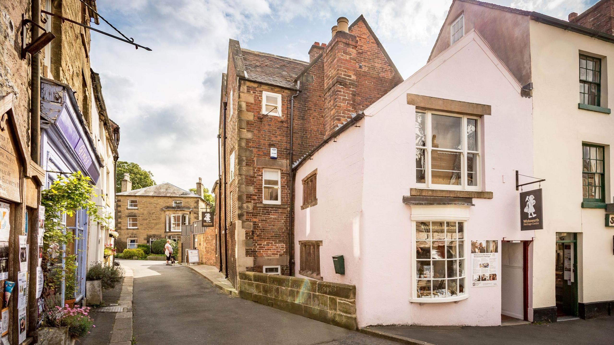 The outside of Wirksworth Heritage Centre, which is a white building on the corner. 