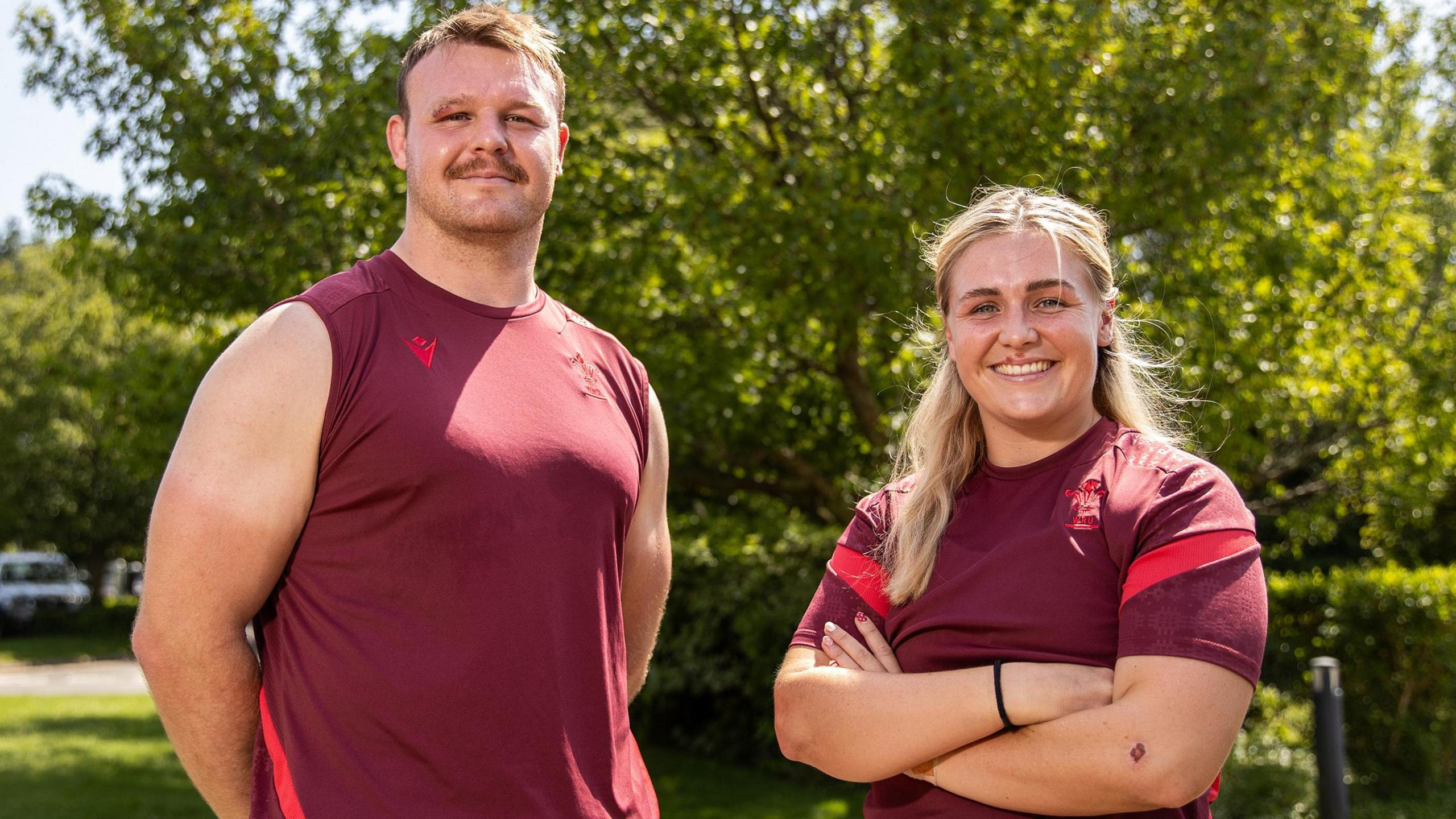 Wales captains Dewi Lake and Alex Callender after training ahead of the fixture with the Barbarians