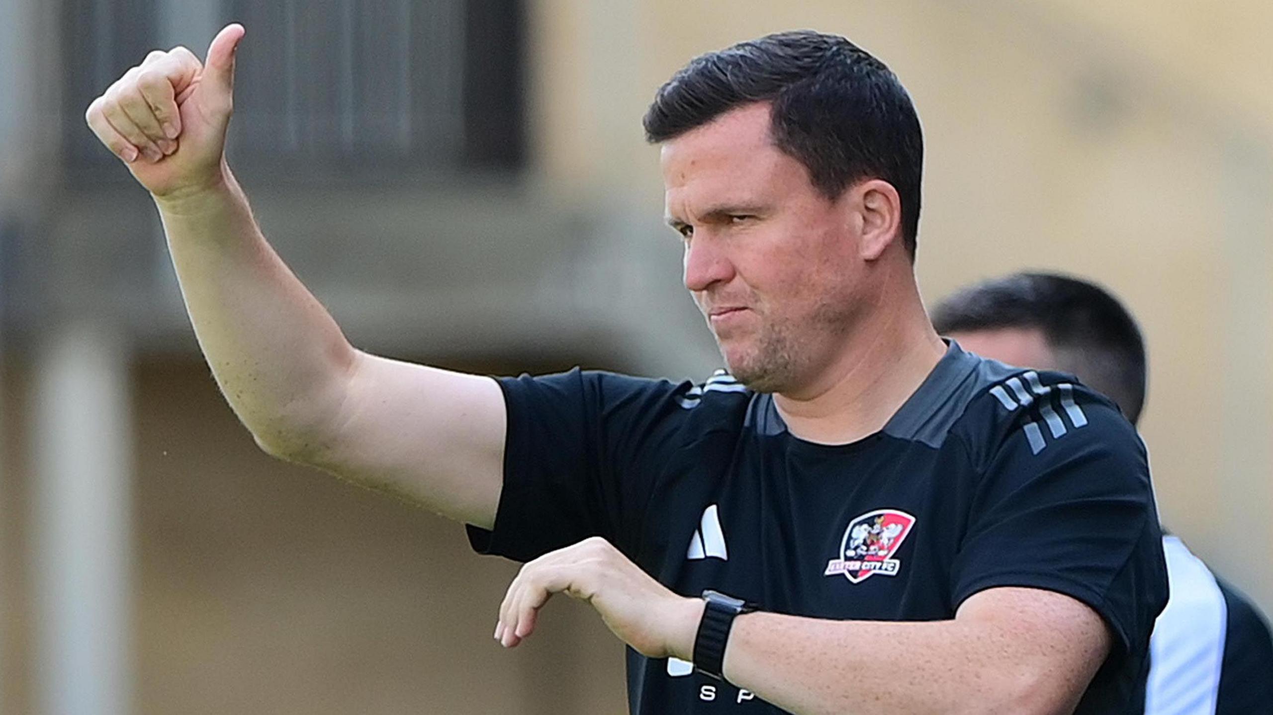 Gary Caldwell on the touchline while managing Exeter City