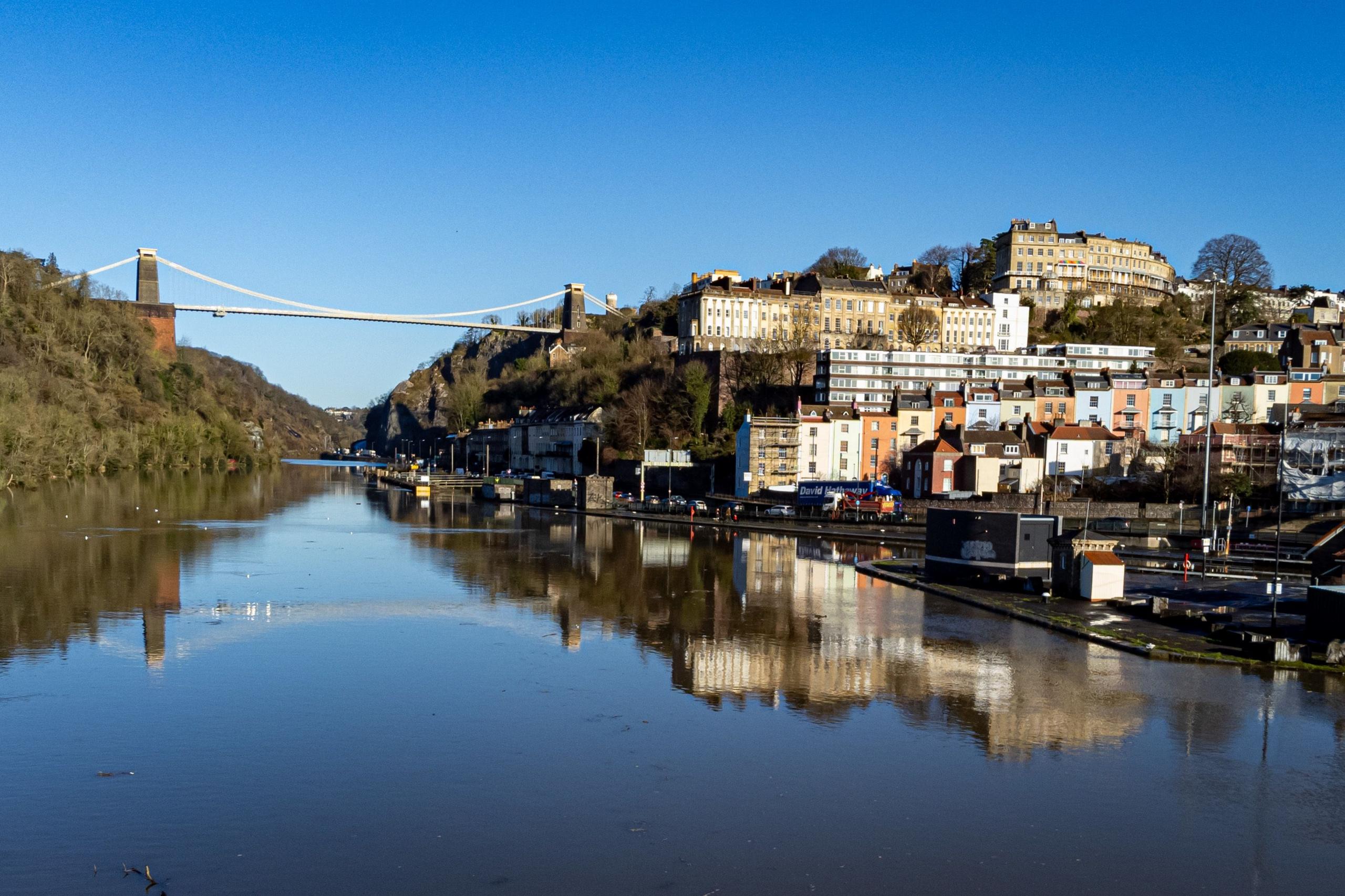 Clifton Suspension Bridge reflected in the River Avon