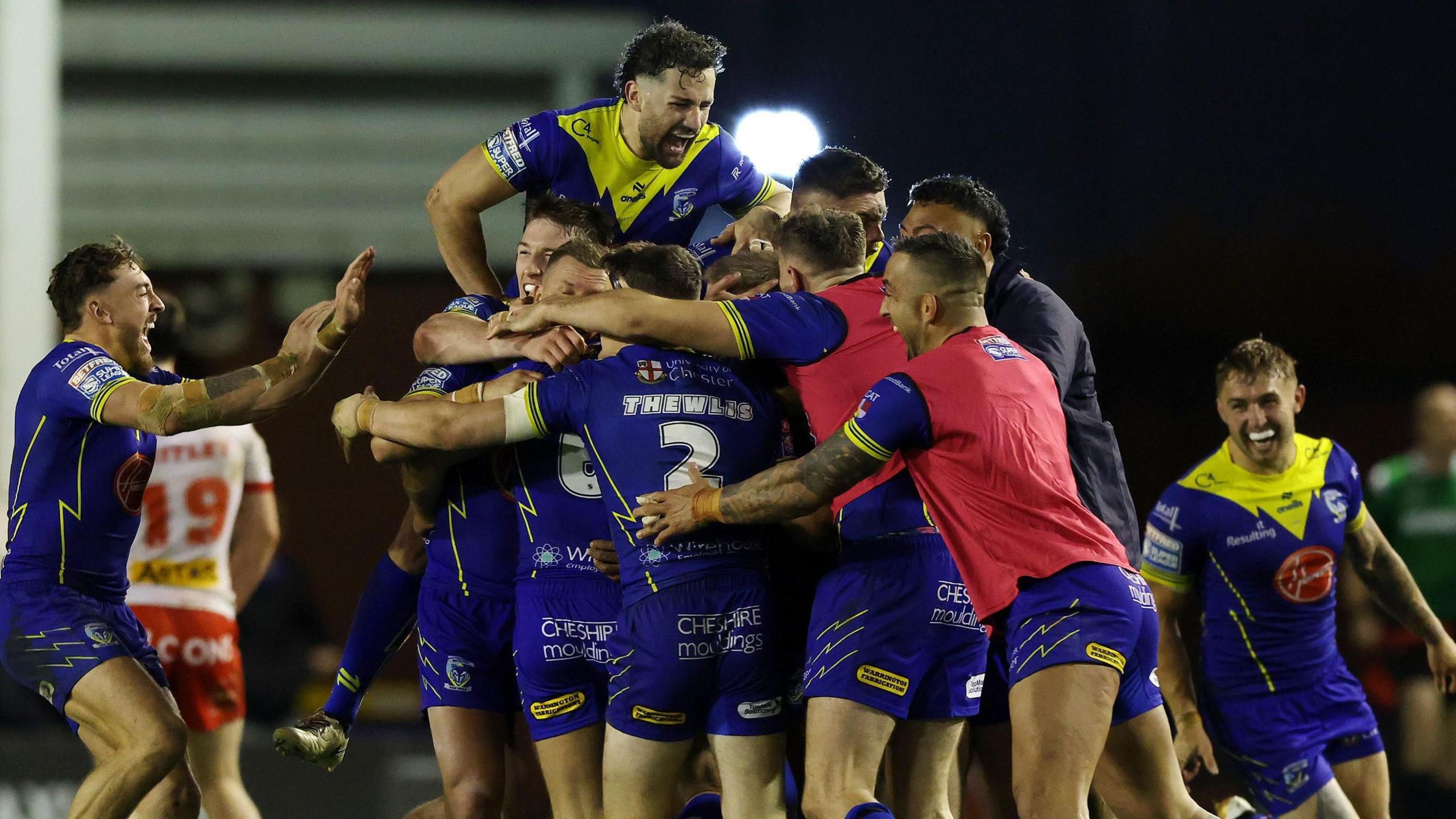 Warrington celebrate George Williams' drop-goal