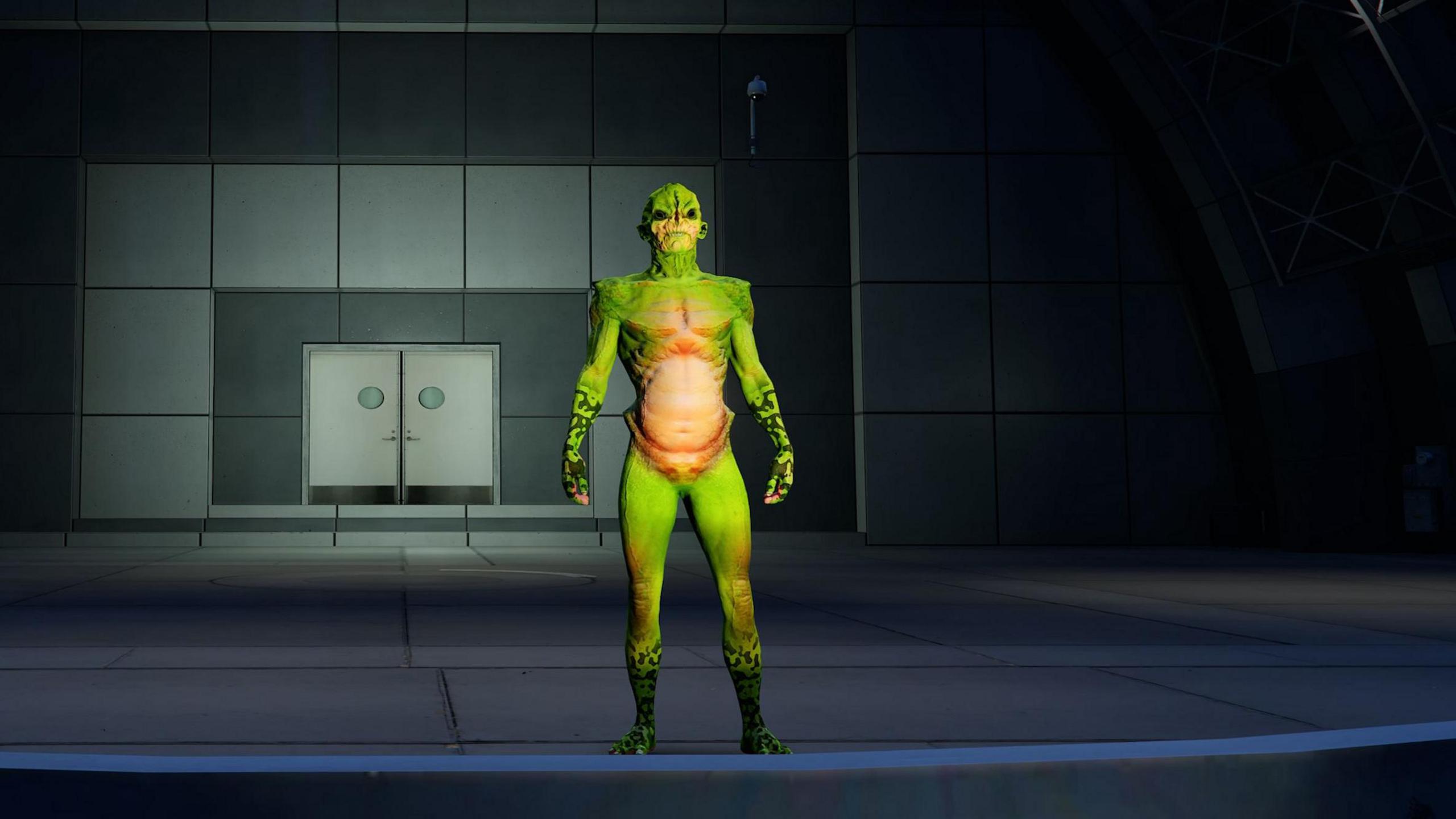 ParTeb, the luminous green alien, on the audition stage