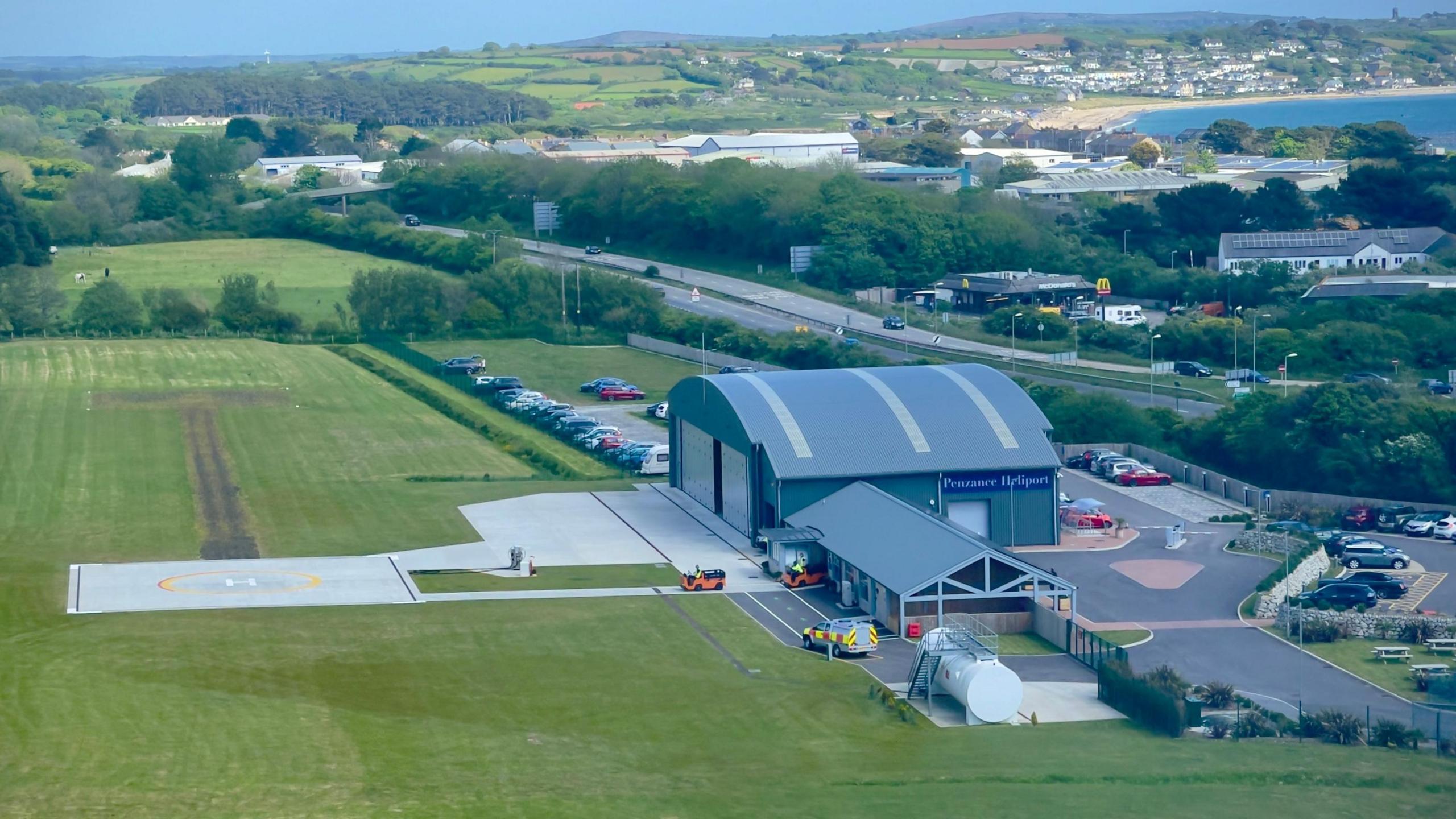 The heliport showing it's closeness to roads and other industry buildings in the background.