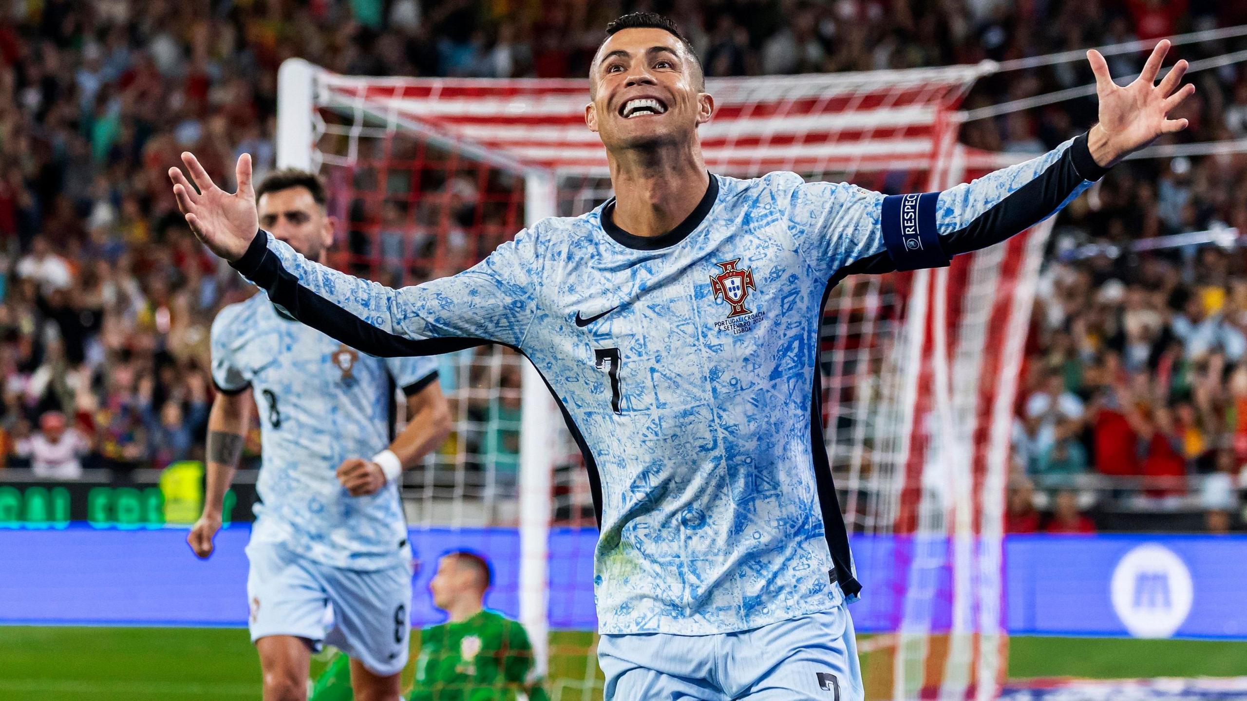 Portugal's Cristiano Ronaldo celebrates scoring against Croatia