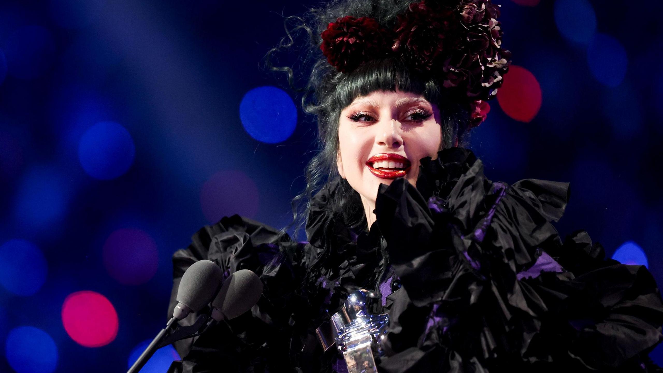 Lady Gaga dressed in black