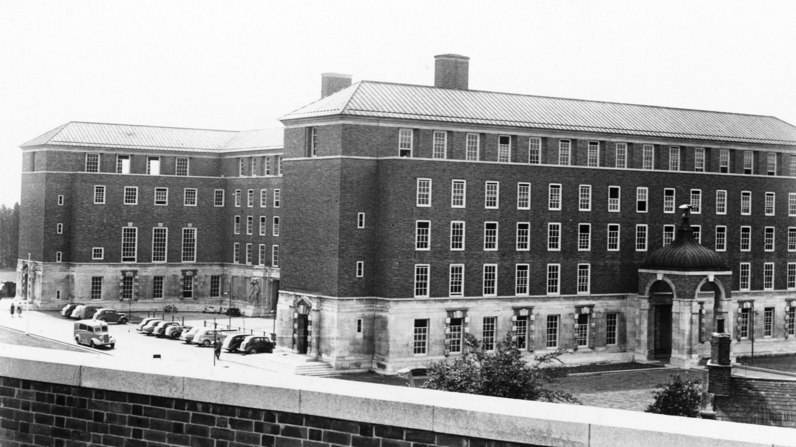 Nottinghamshire County Hall, taken from Trent Bridge in 1952