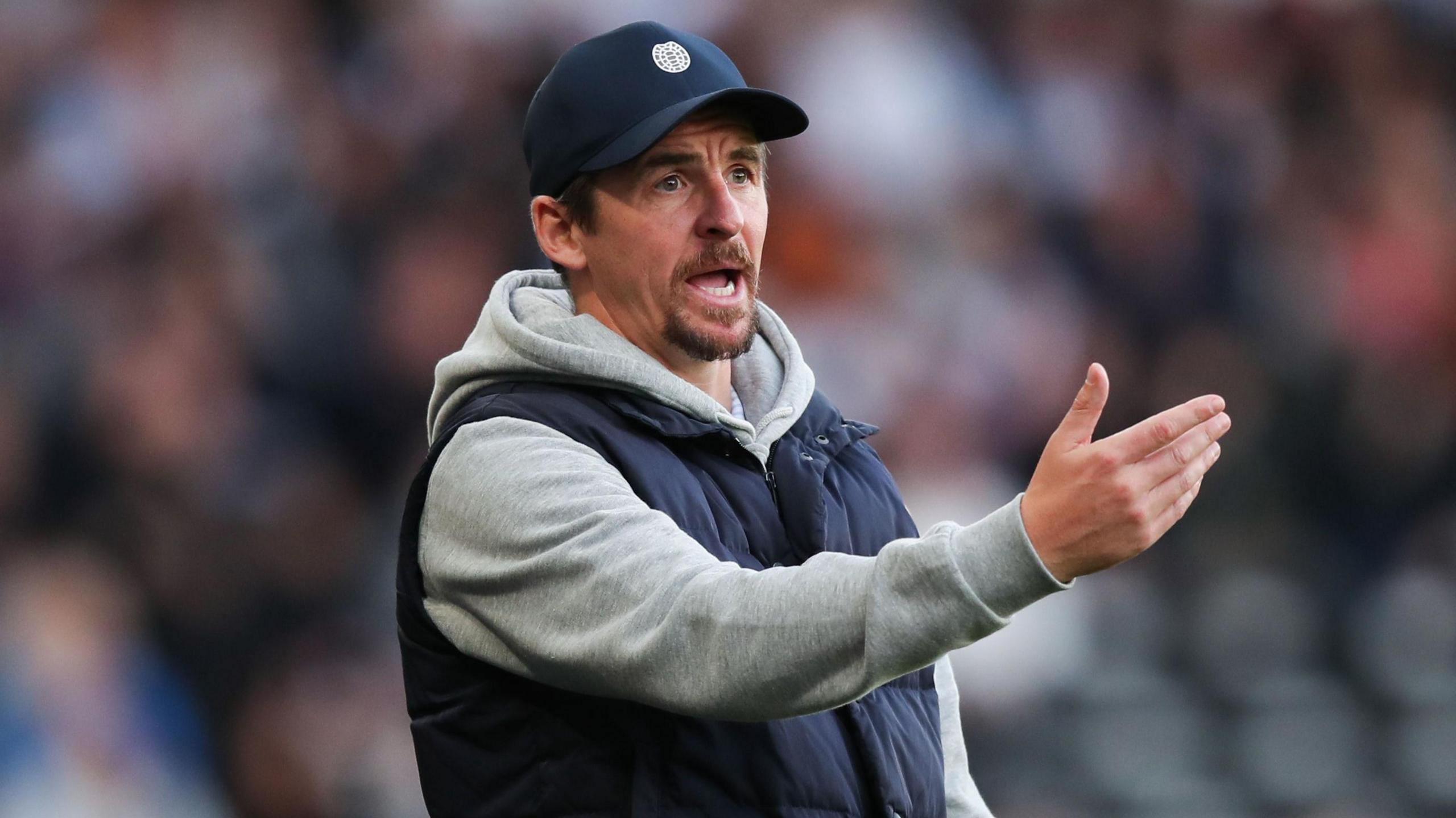 Joey Barton at a Bristol Rovers match on 29 October 2022