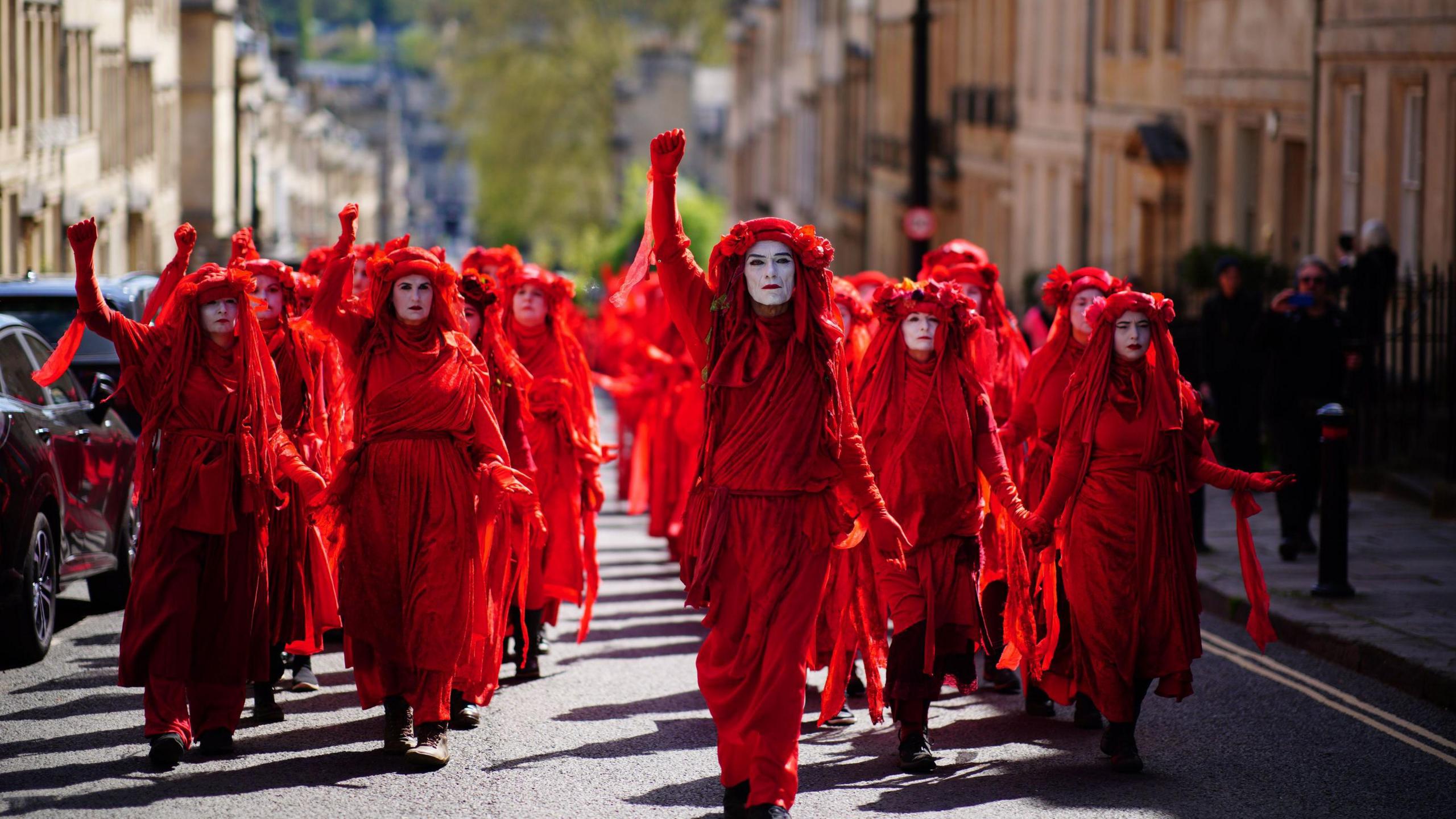 Red rebels taking part in the protest