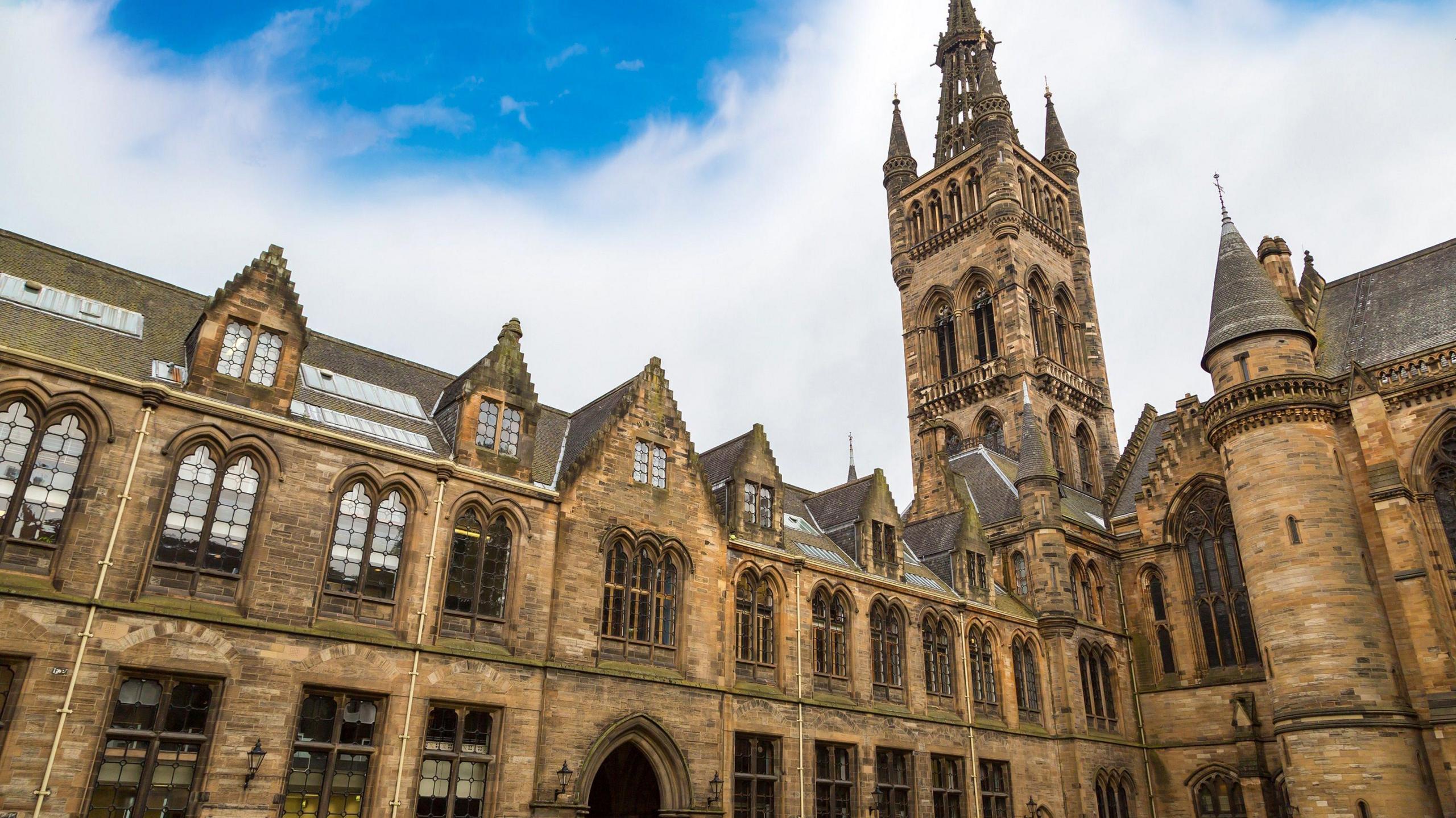 The University of Glasgow tower shot from the courtyard