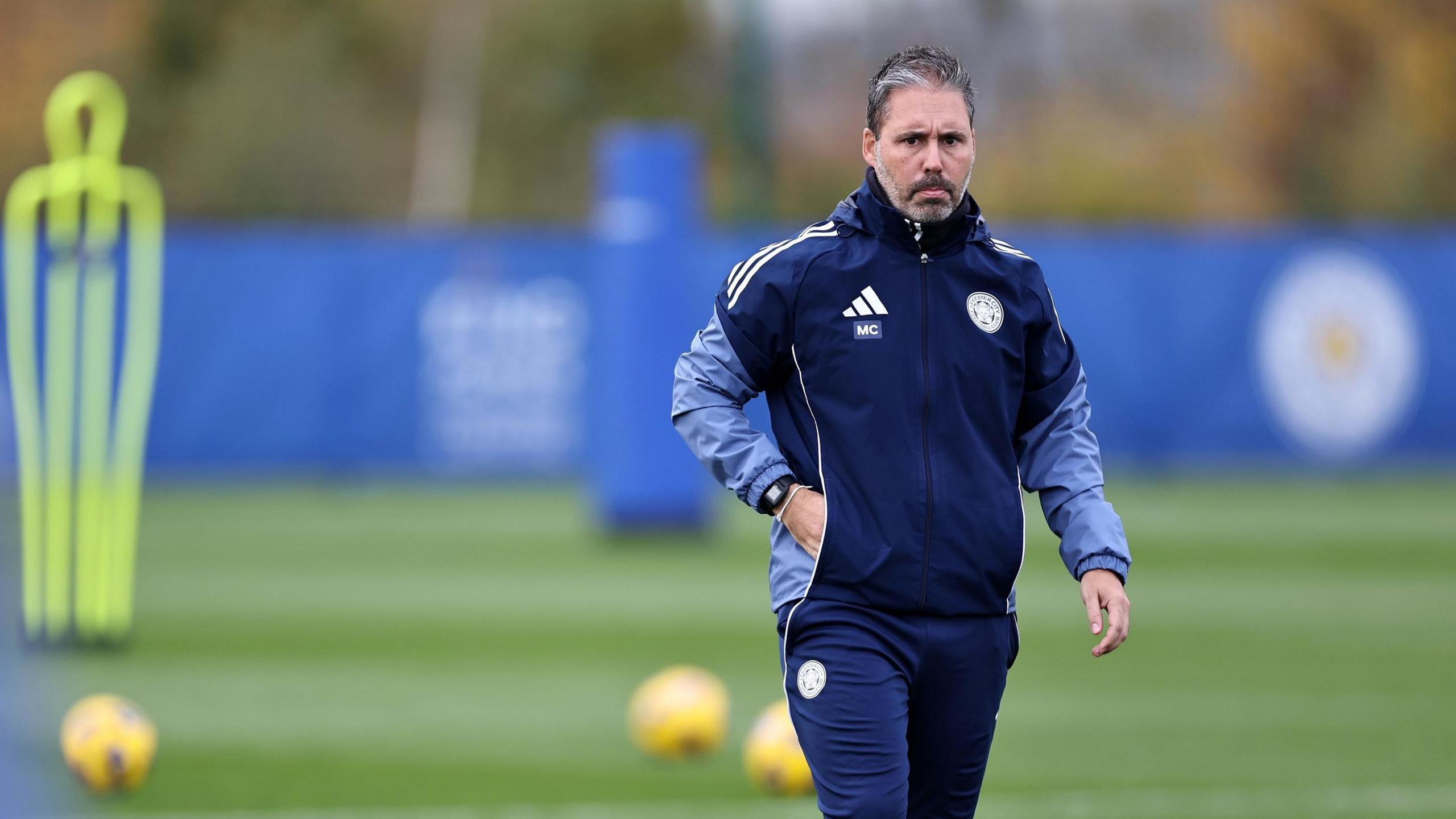 Leicester manager Marti Cifuentes at training