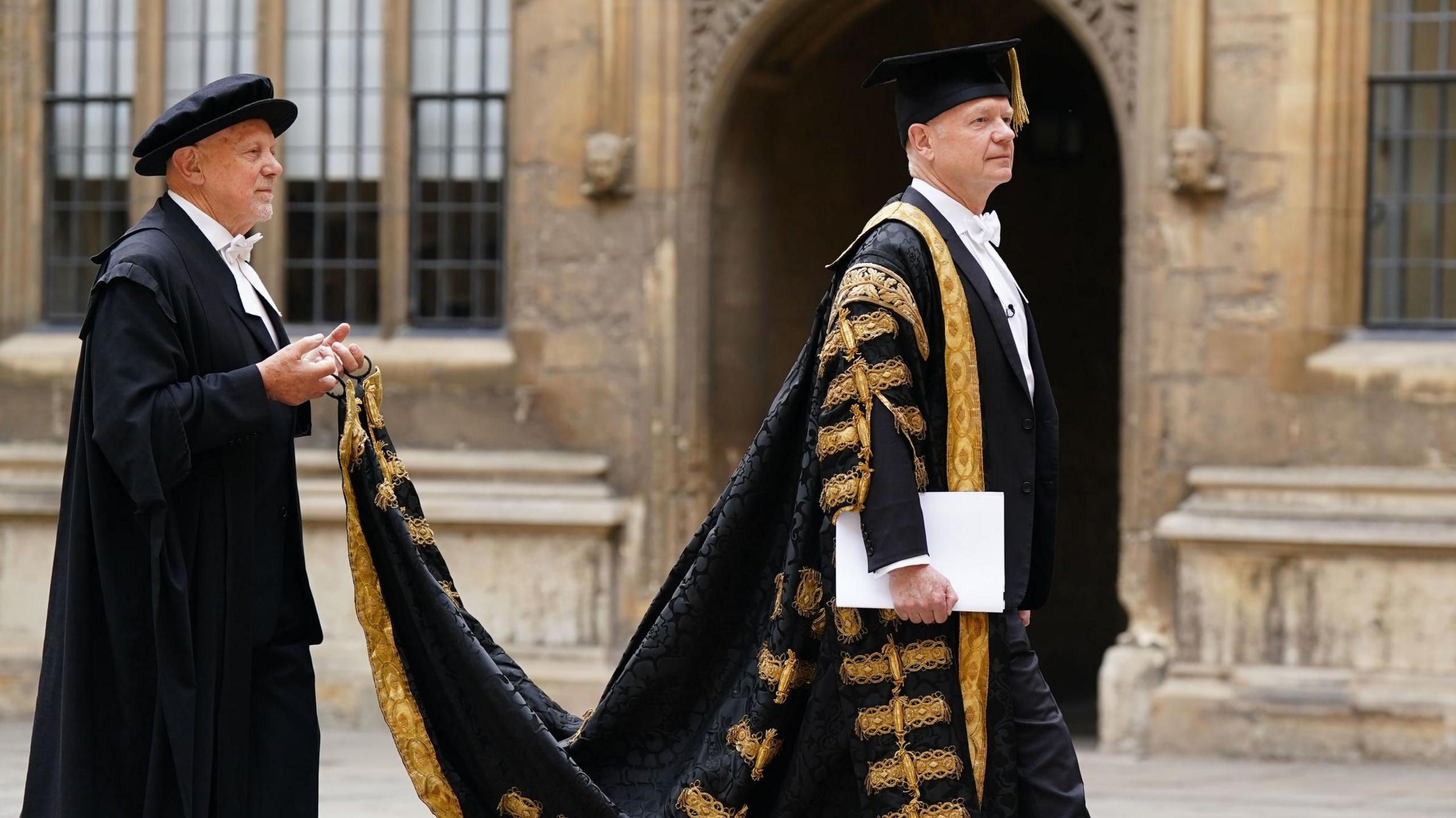 Lord William Hague (right), Chancellor of Oxford University, during the procession the the Sheldonian Theatre, ahead of Oxford University's annual Encaenia Ceremony where award honorary degrees will awarded.