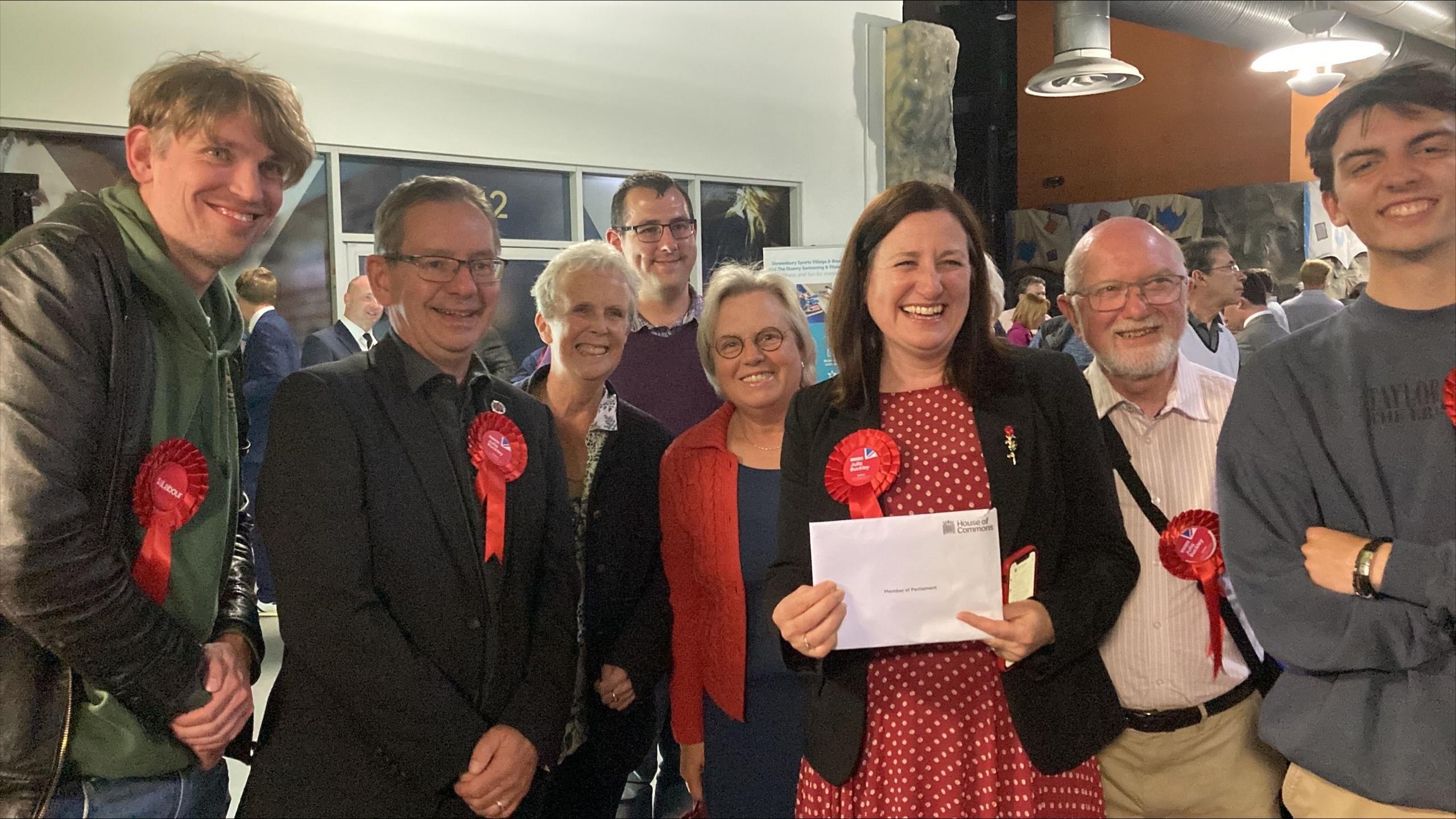 Julia Buckley celebrates her win in Shrewsbury