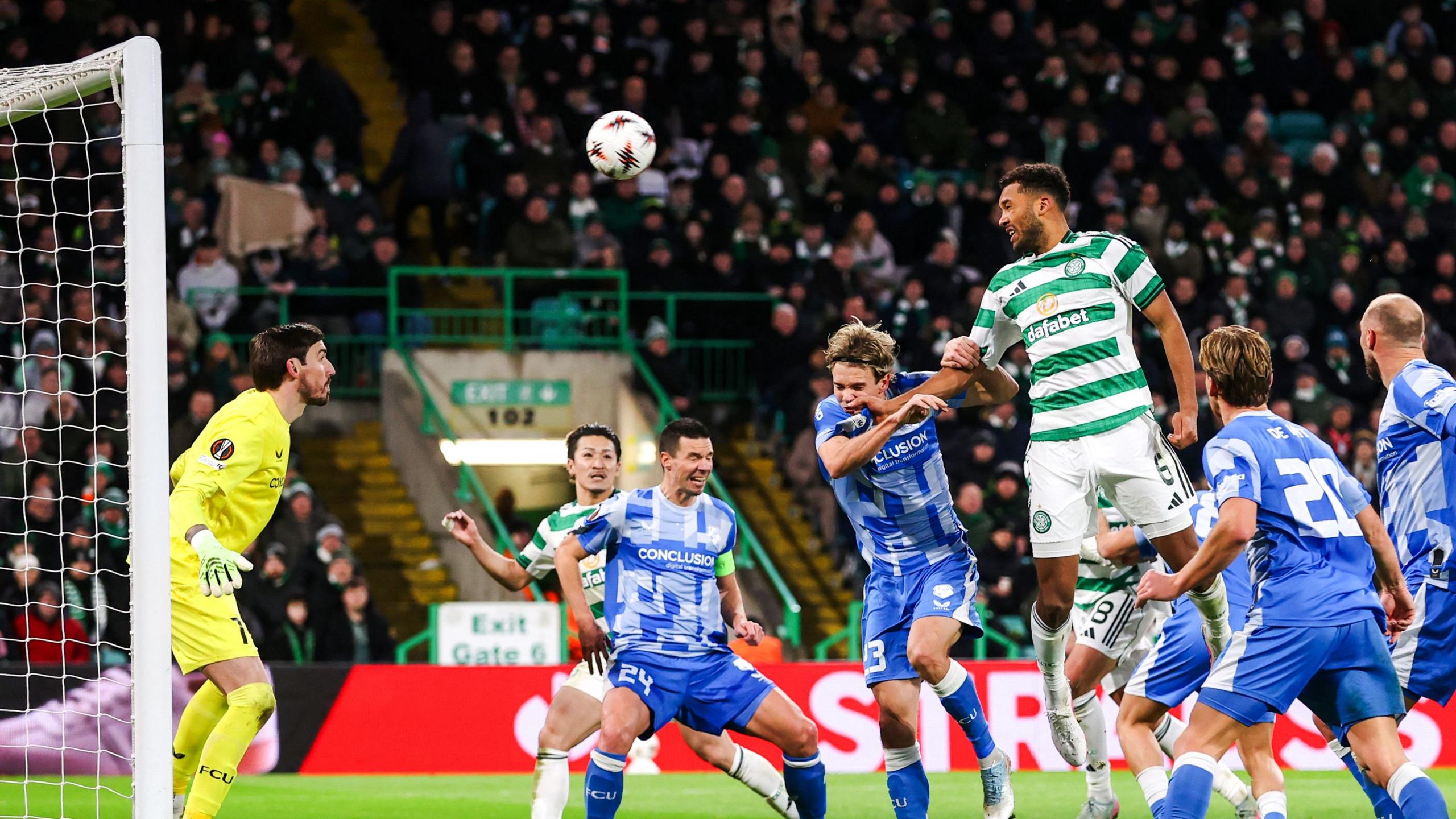 Auston Trusty scores for Celtic against Utrecht