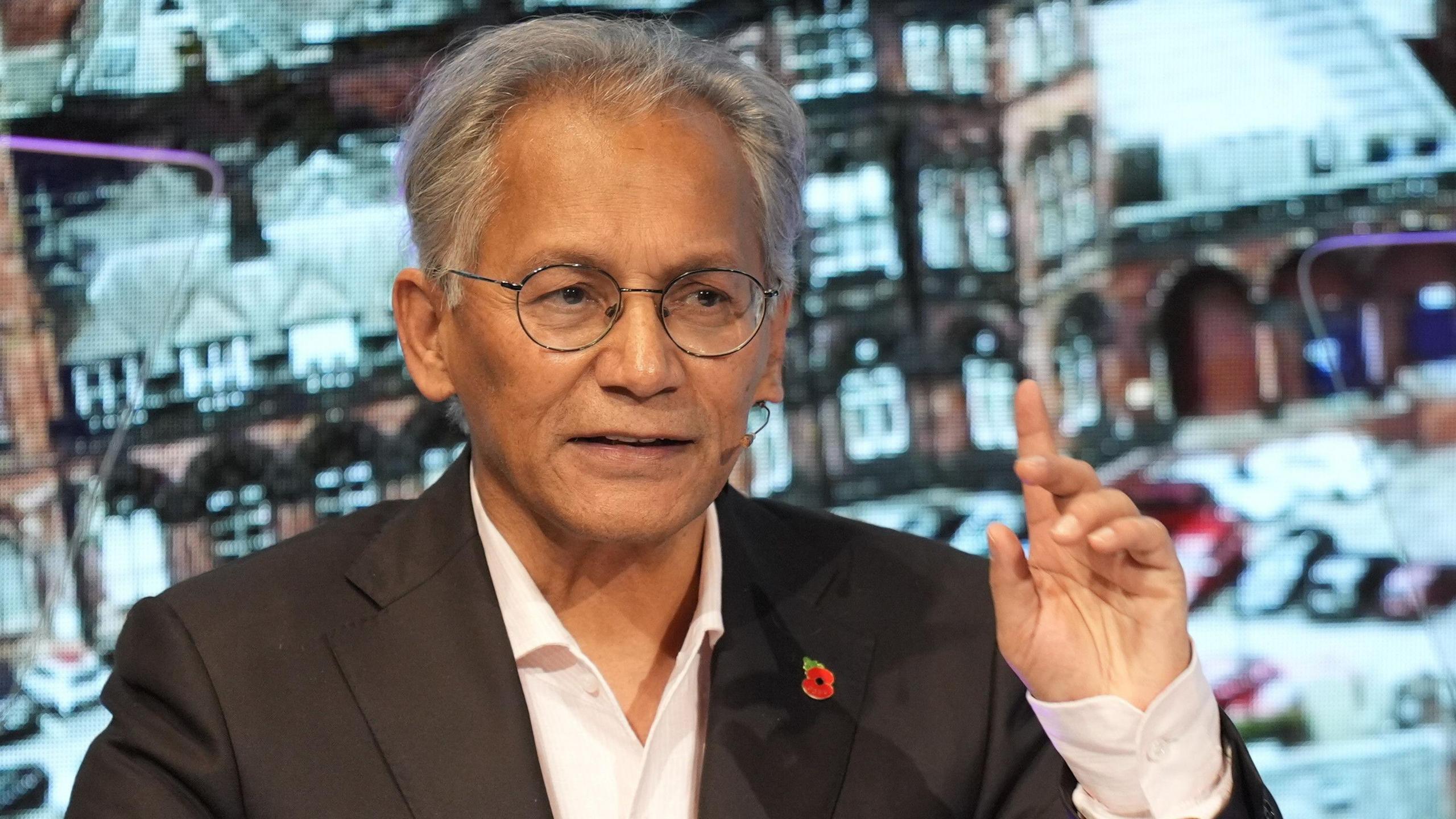 BBC chair Samir Shah, speaking with a microphone