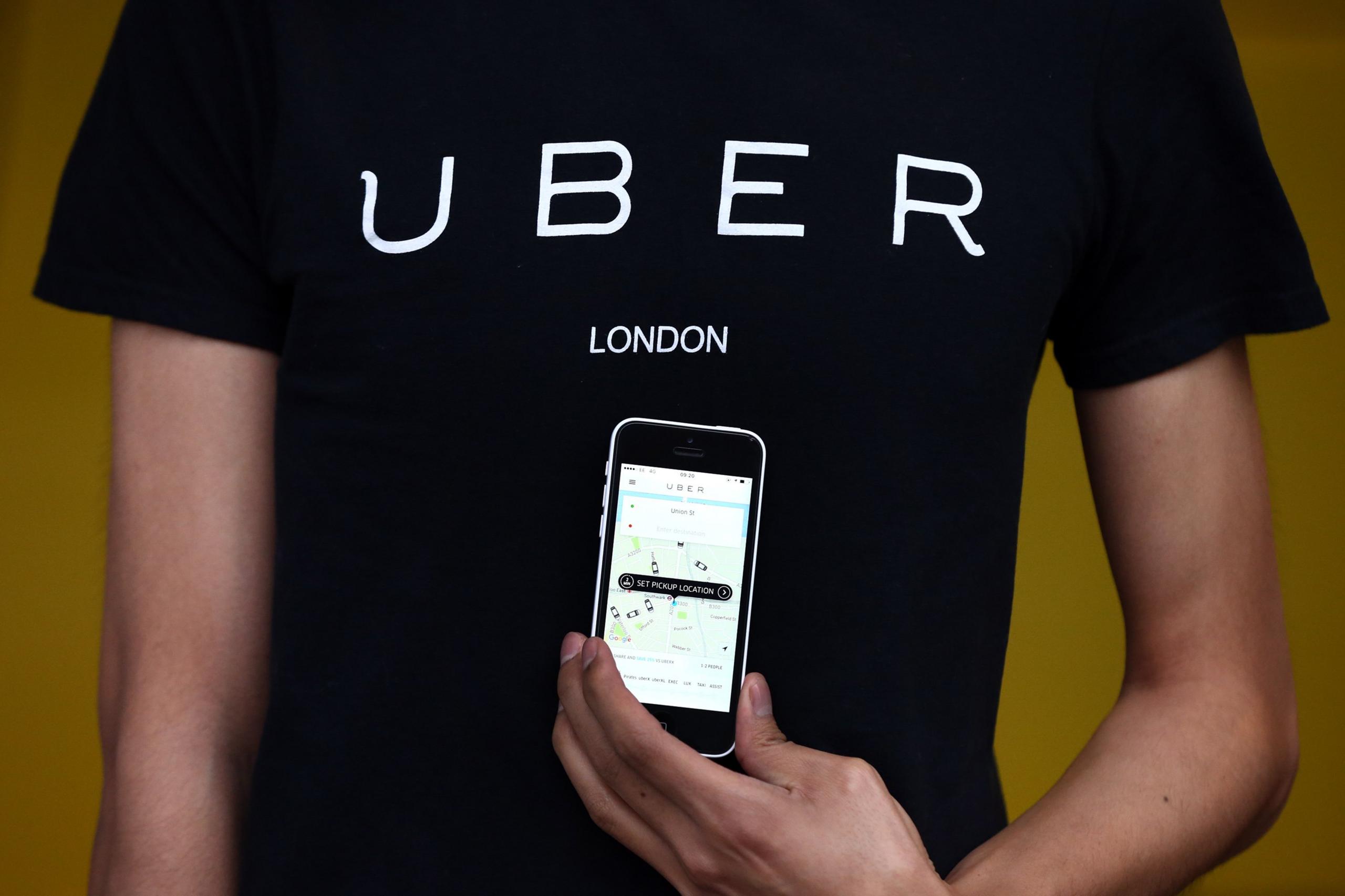 Man wearing an Uber t-shirt