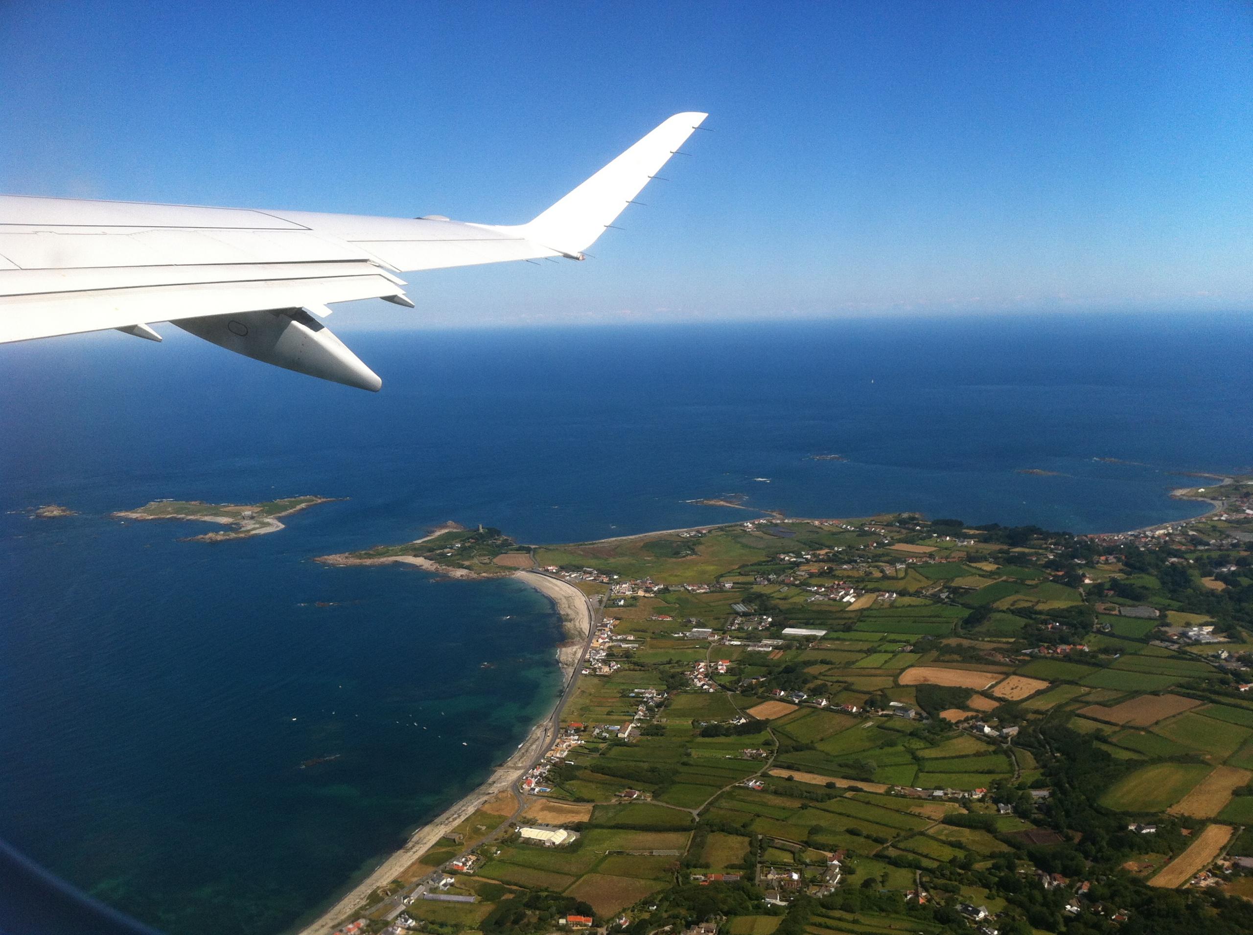 Aerial view from a plane of Guernsey