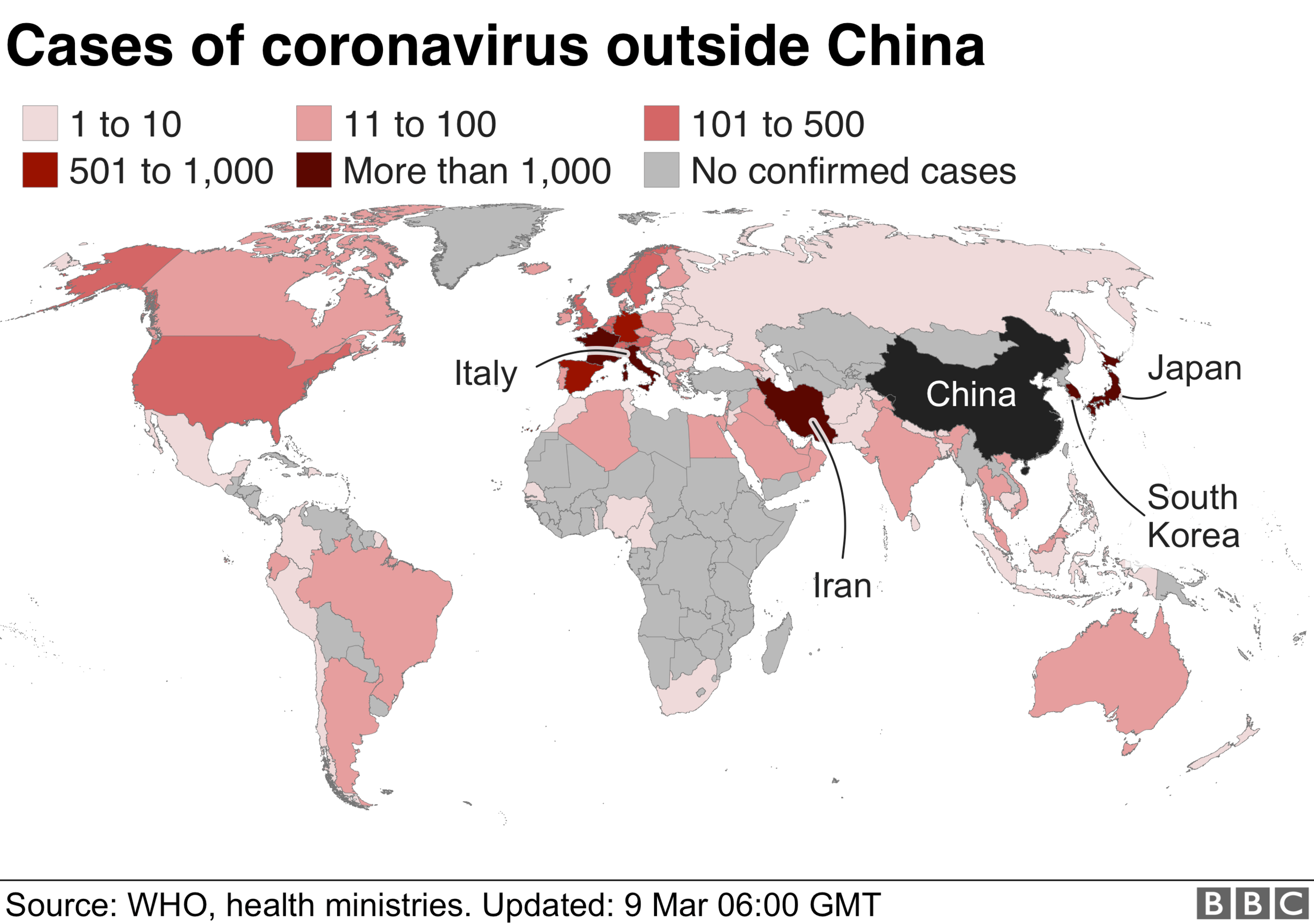 Cases of coronavirus outside China