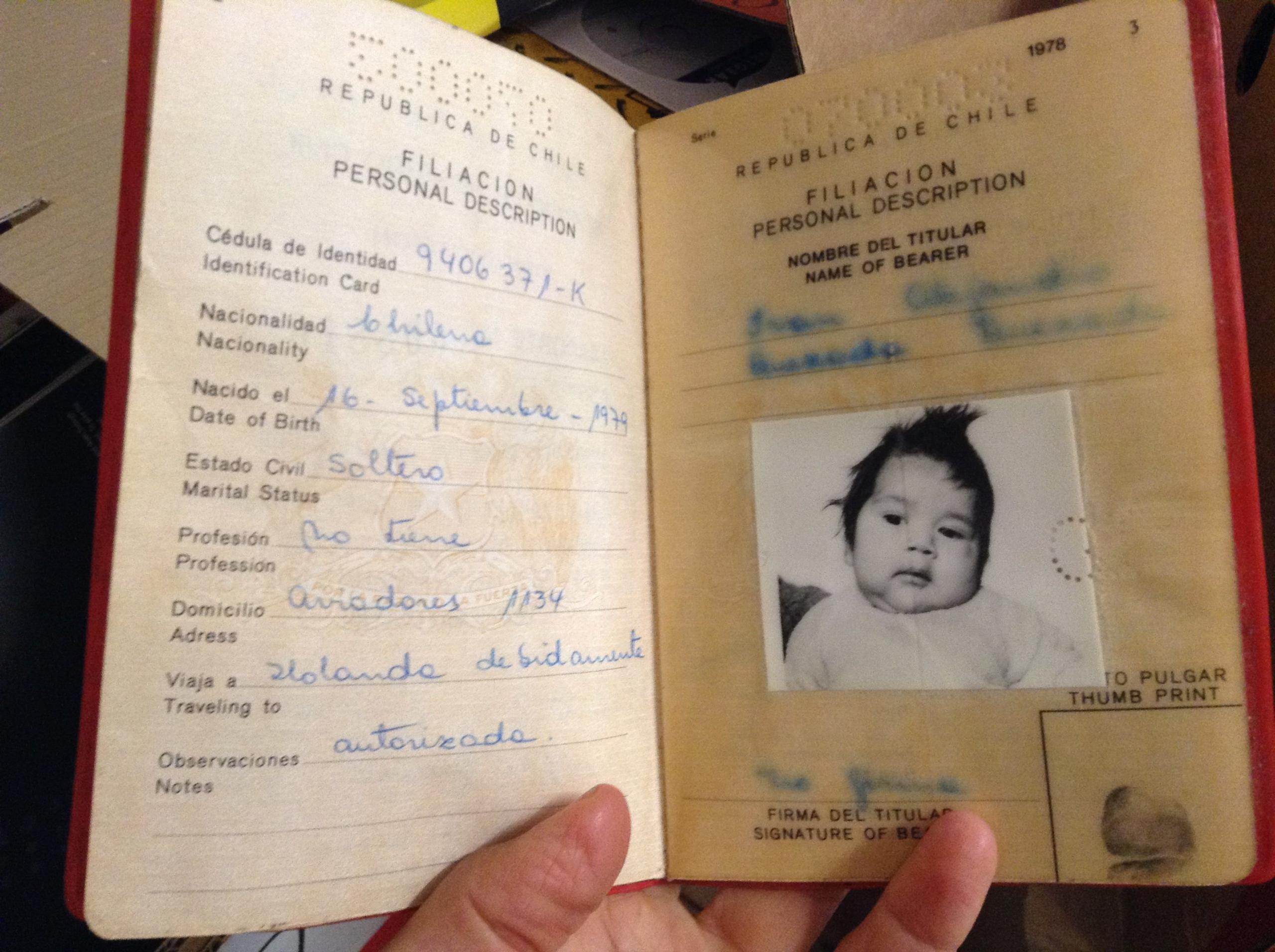 Child's passport for Alejandro Quezada