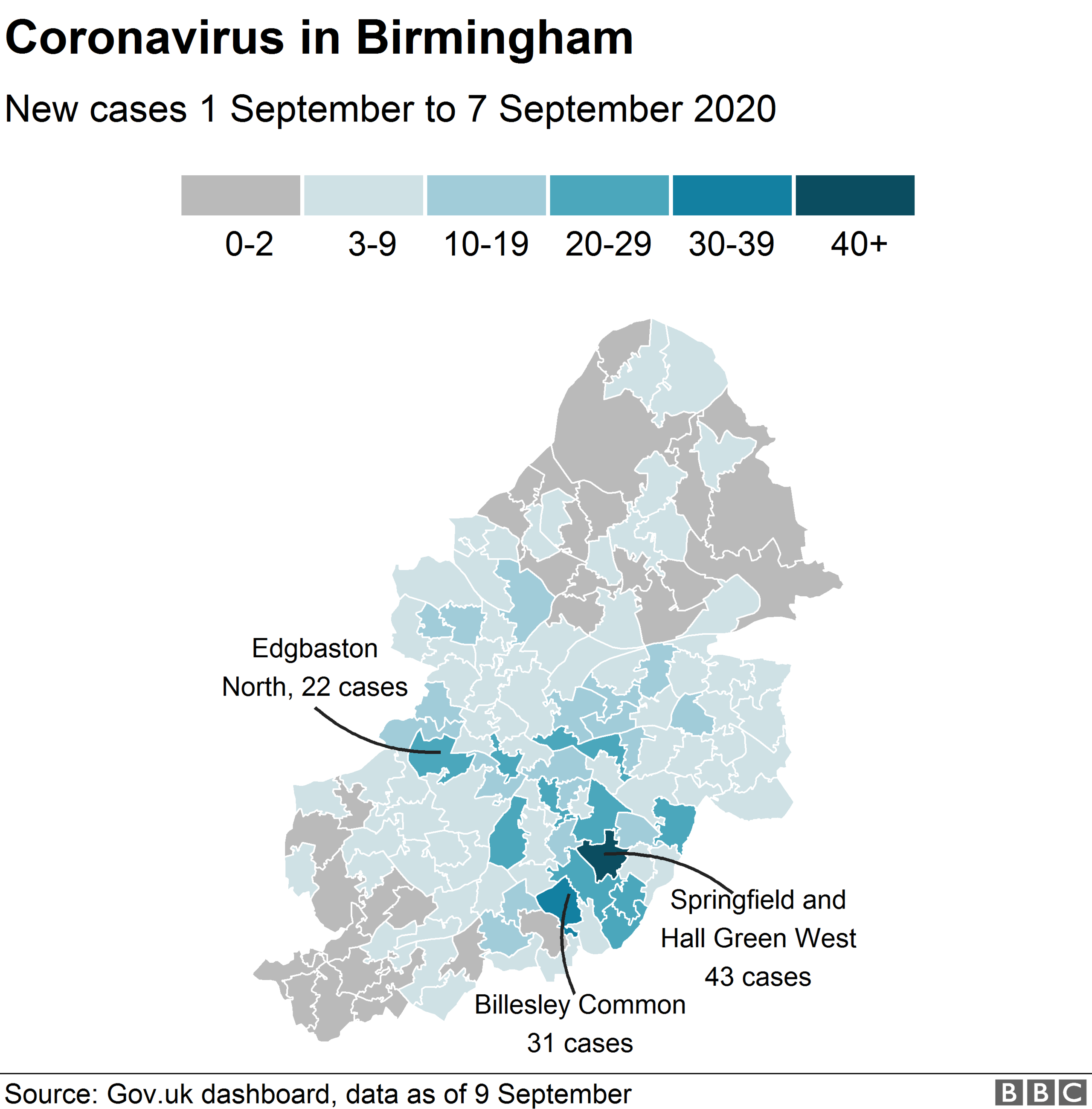 Map of coronavirus in Birmingham