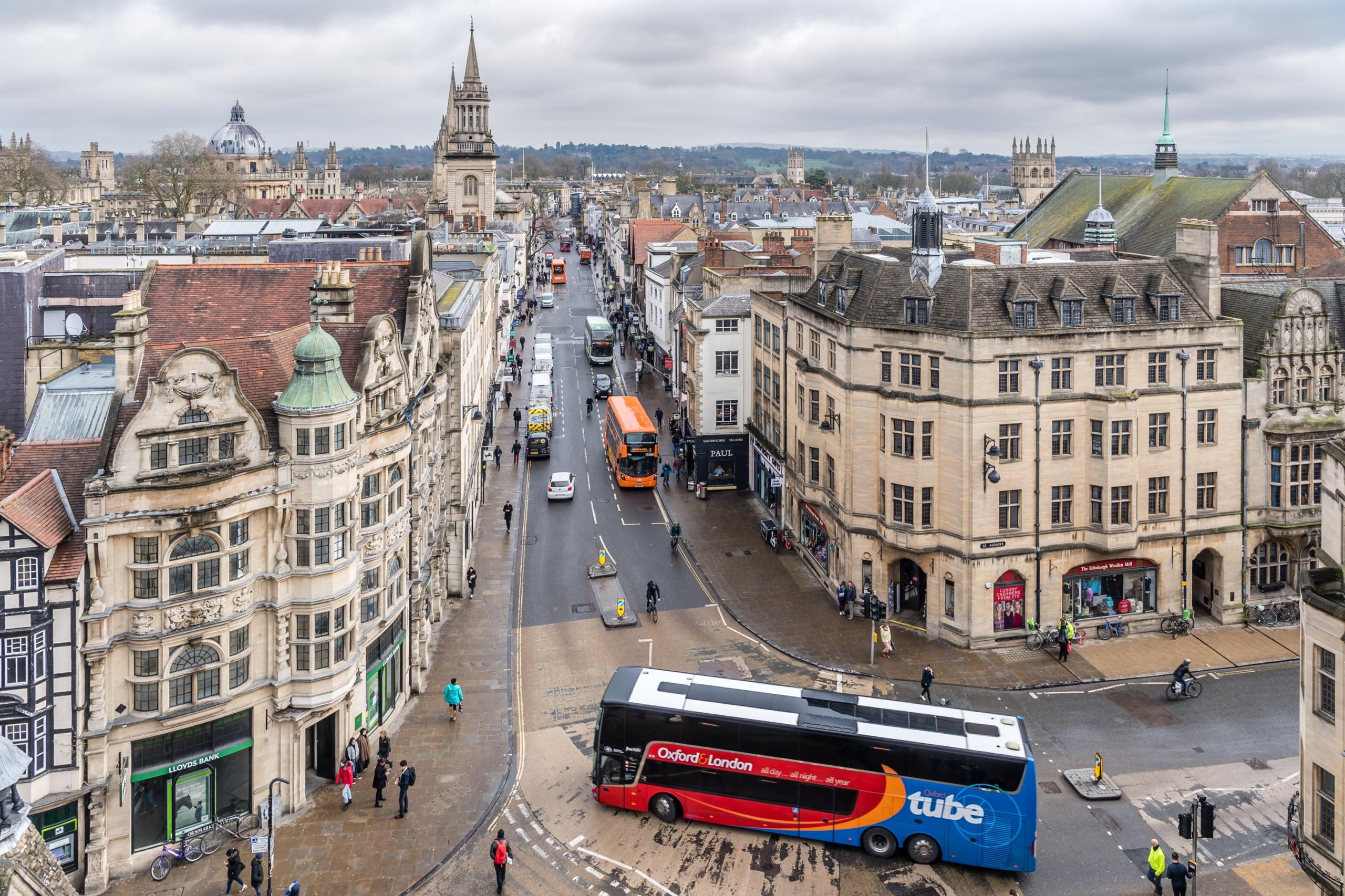 Oxford's High Street viewed from Carfax Tower