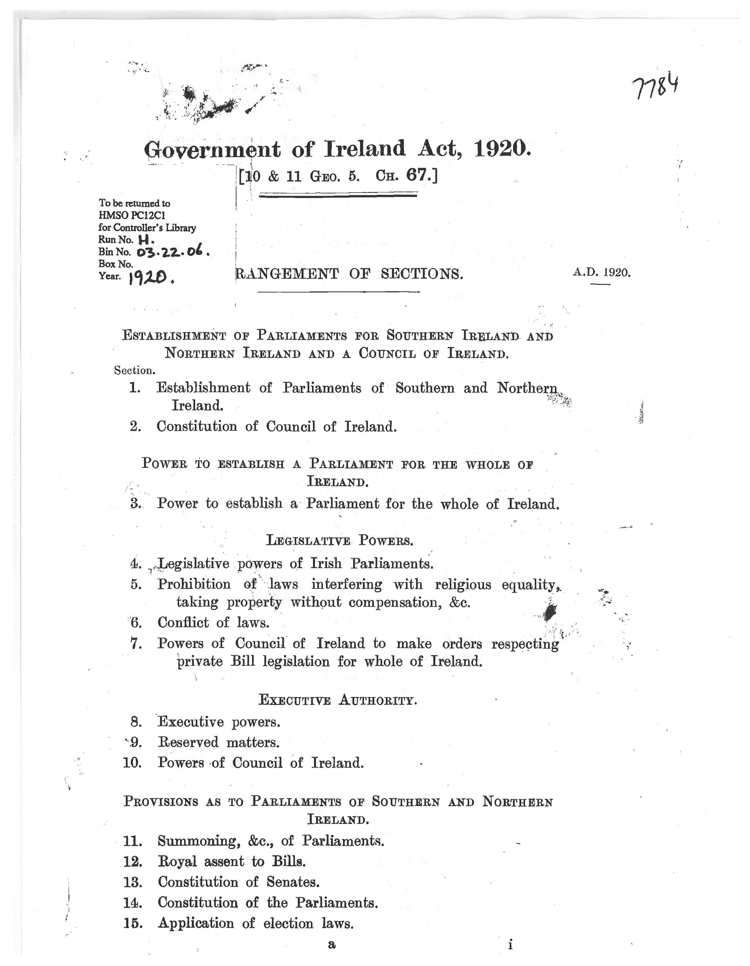 The Government of Ireland Act 1920