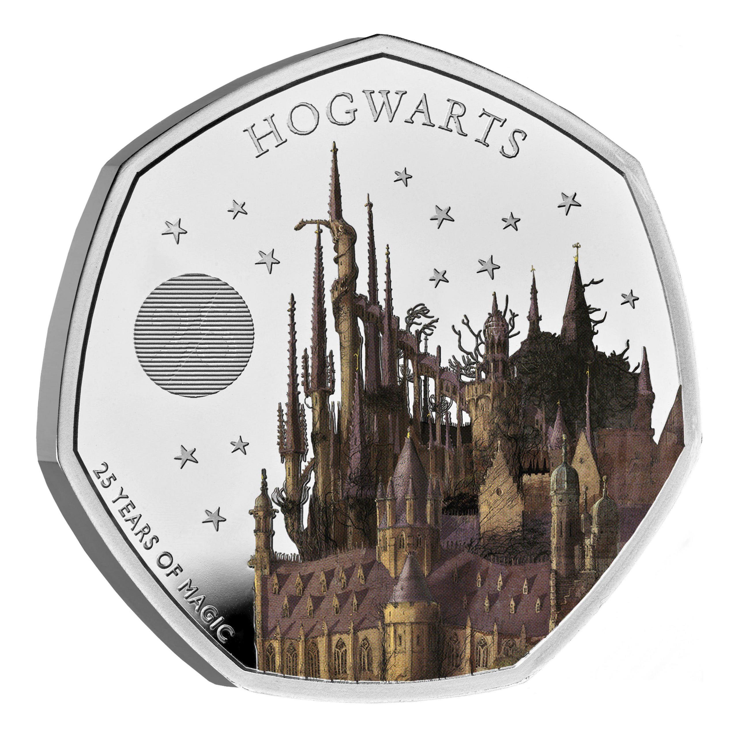 Harry Potter 50p featuring Hogwarts School of Witchcraft and Wizardry