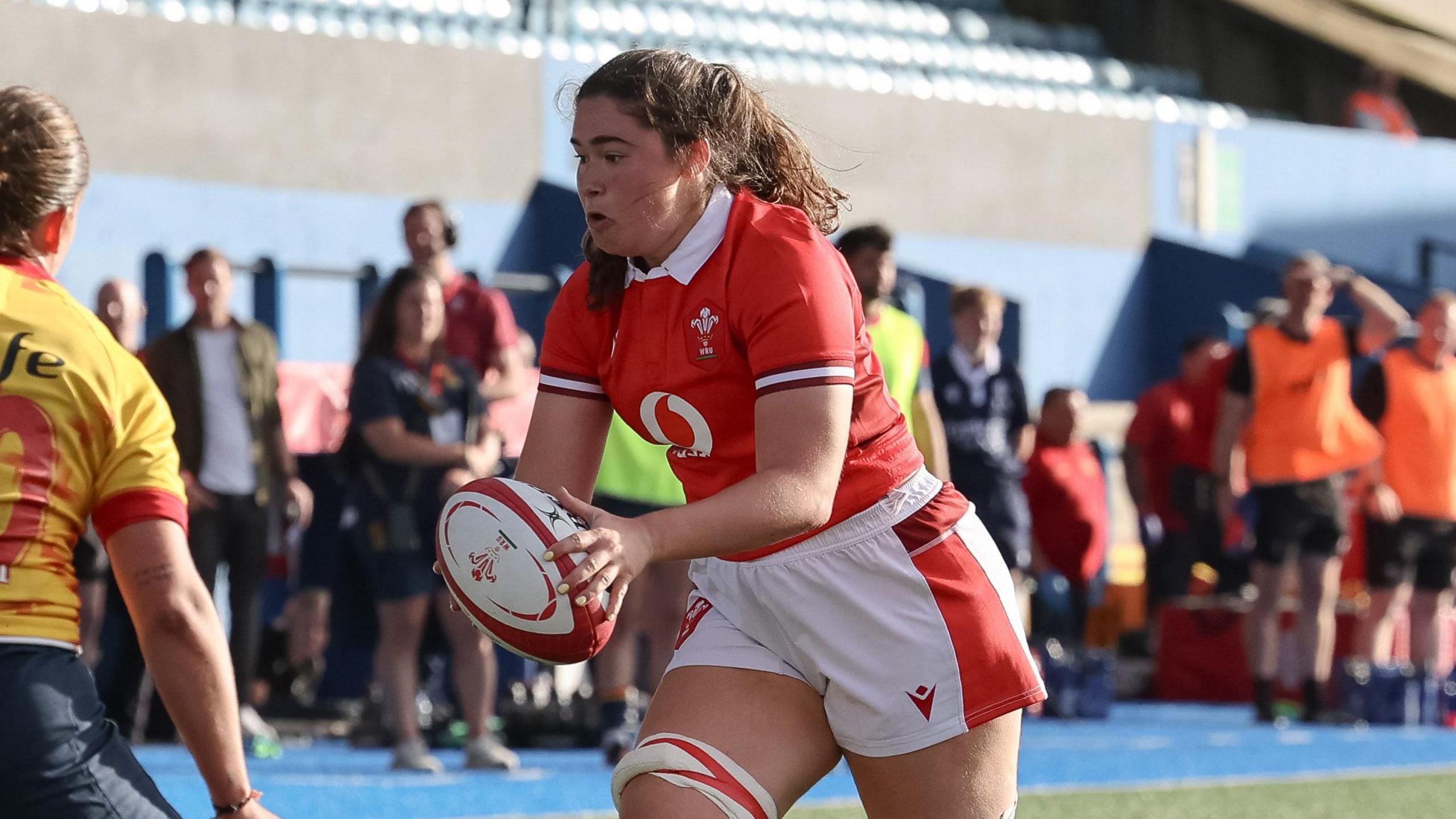 Gwennan Hopkins in action against Spain in June 