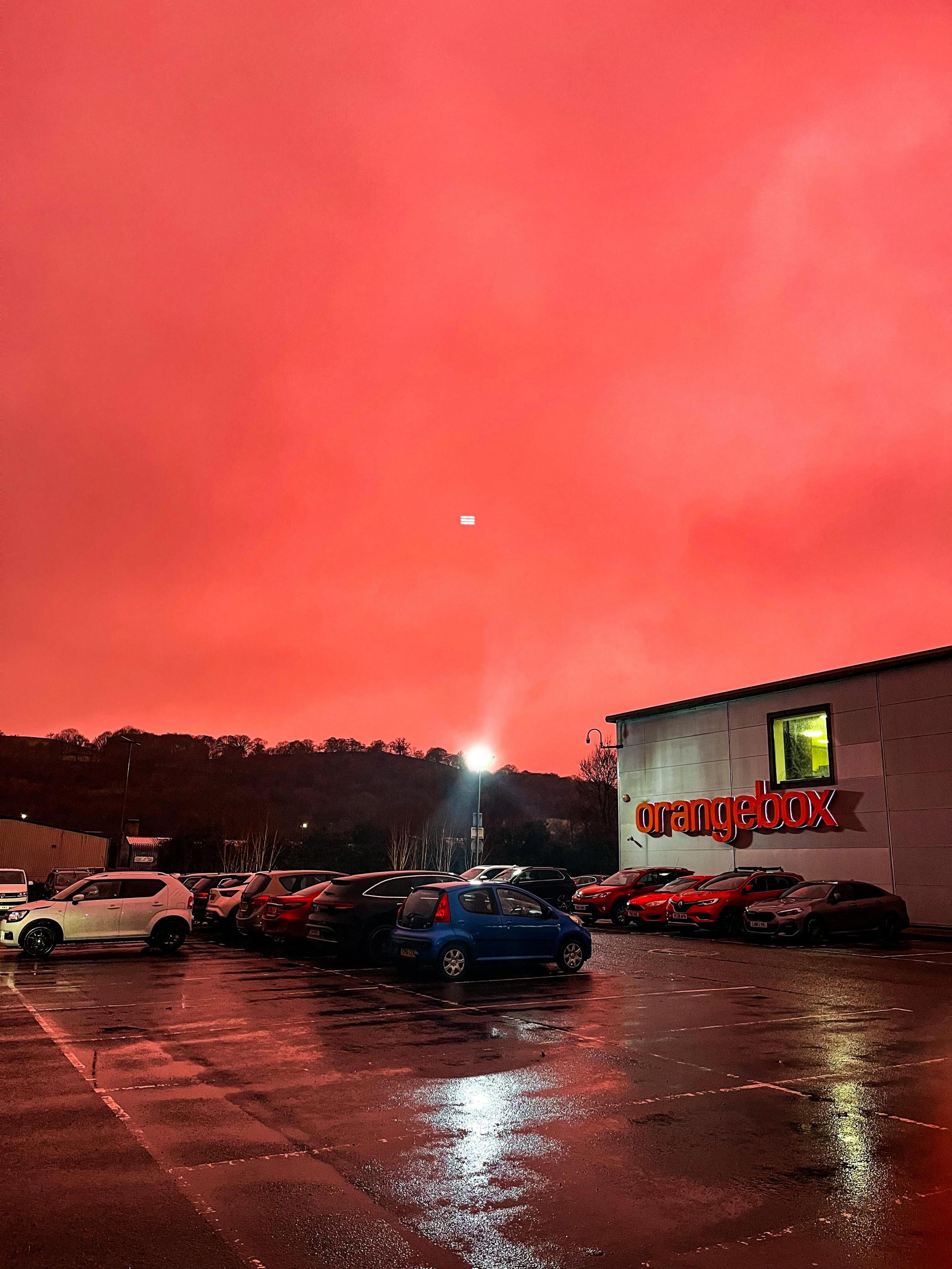 Pink sky in Treforest 