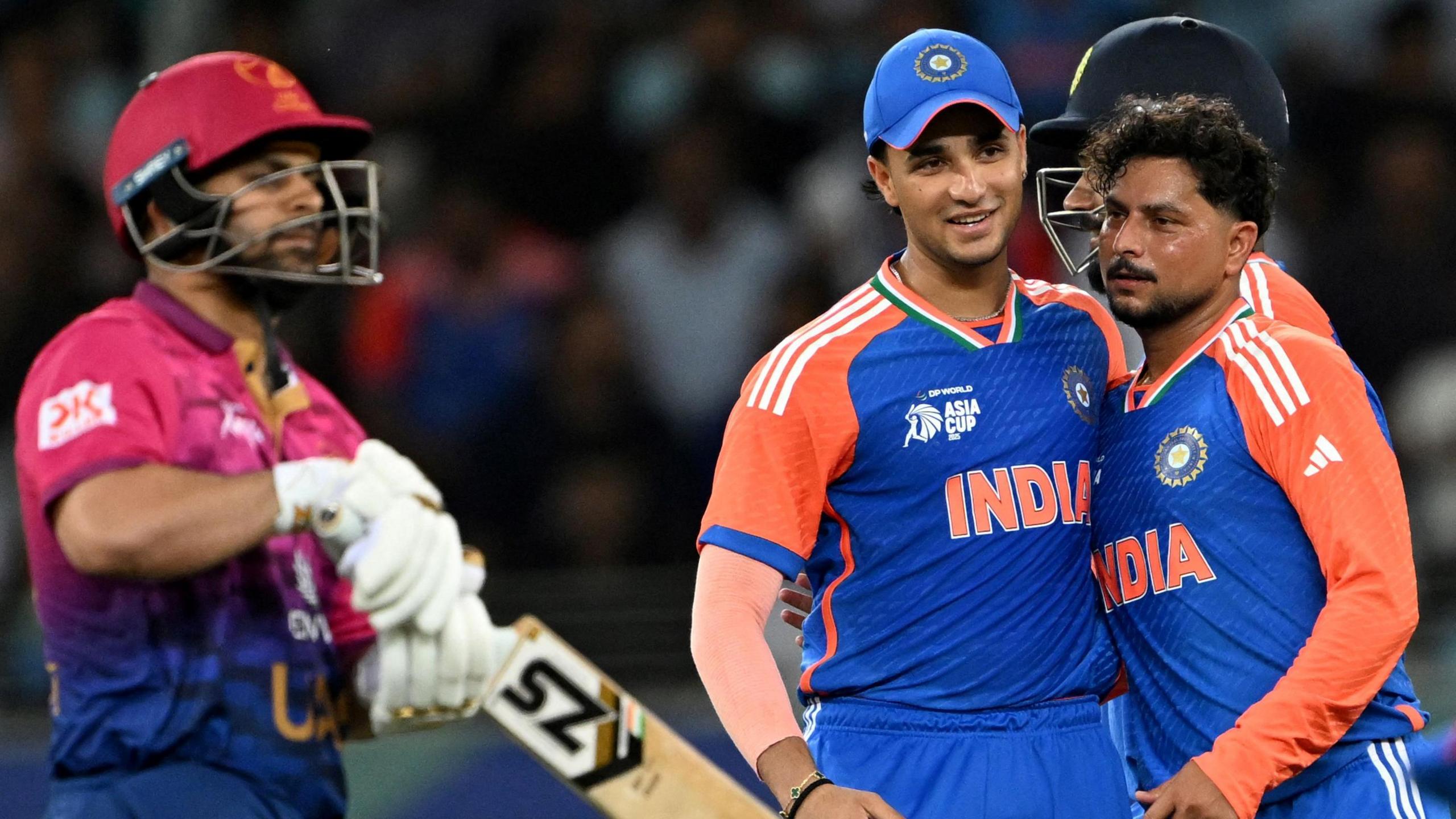 Kuldeep Yadav celebrates wicket