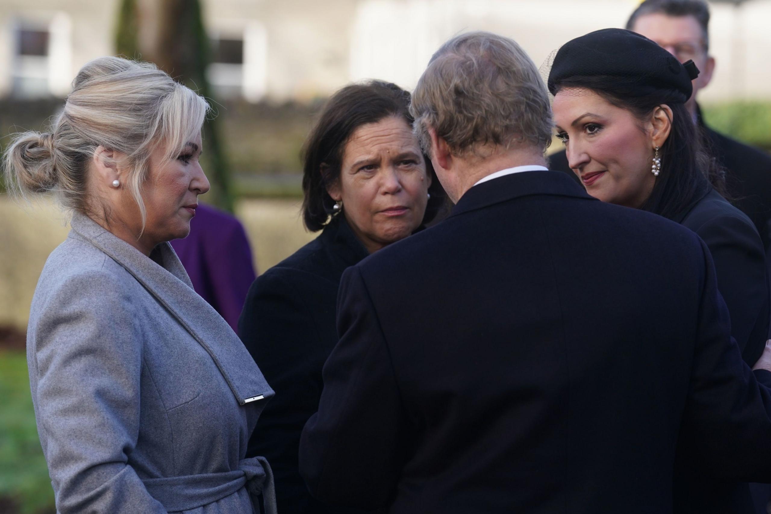 Michelle O'Neill, Sinn Féin leader Mary Lou McDondald and Northern Ireland's deputy first minister Emma Little-Pengelly