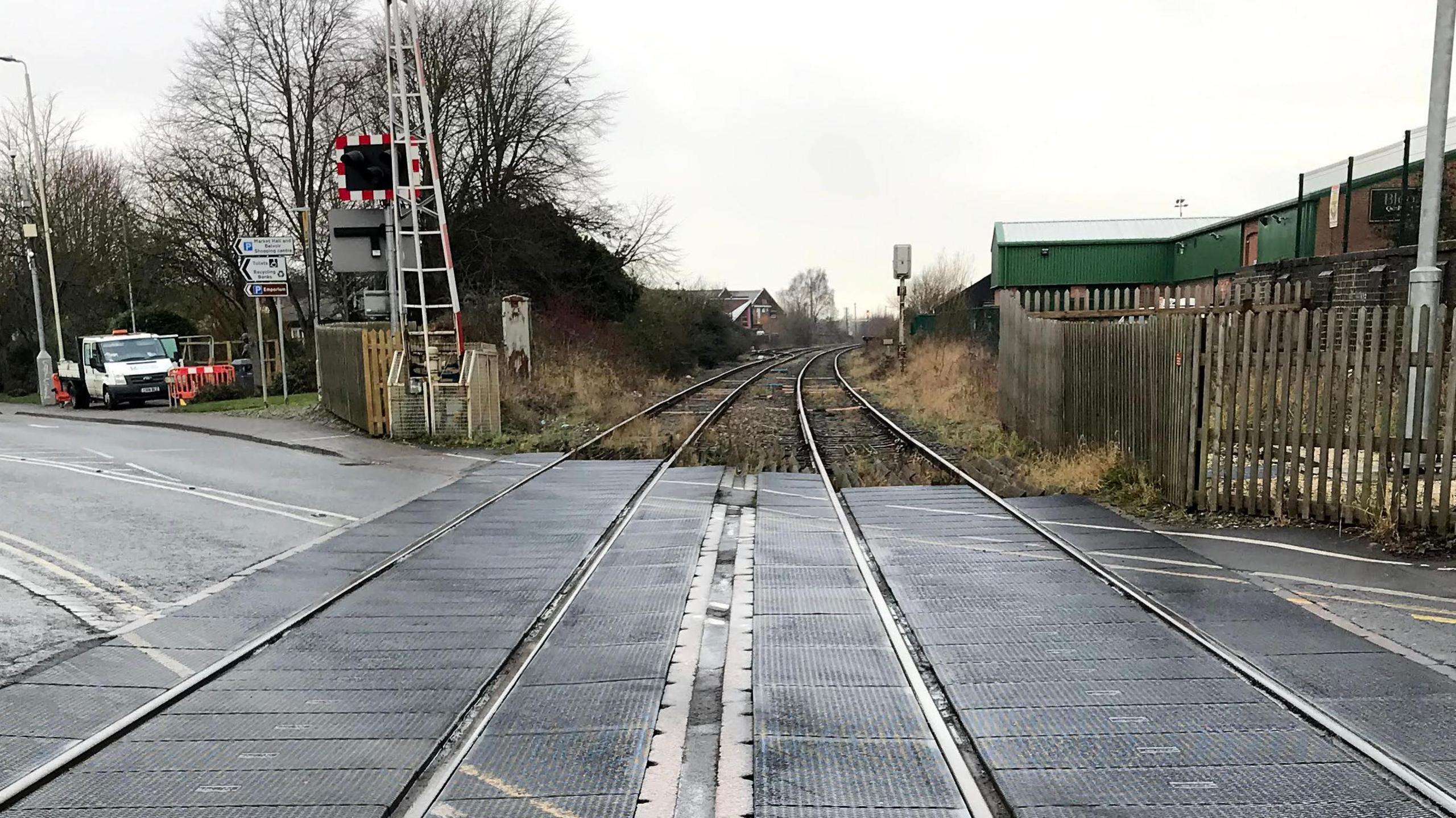 A railway level crossing