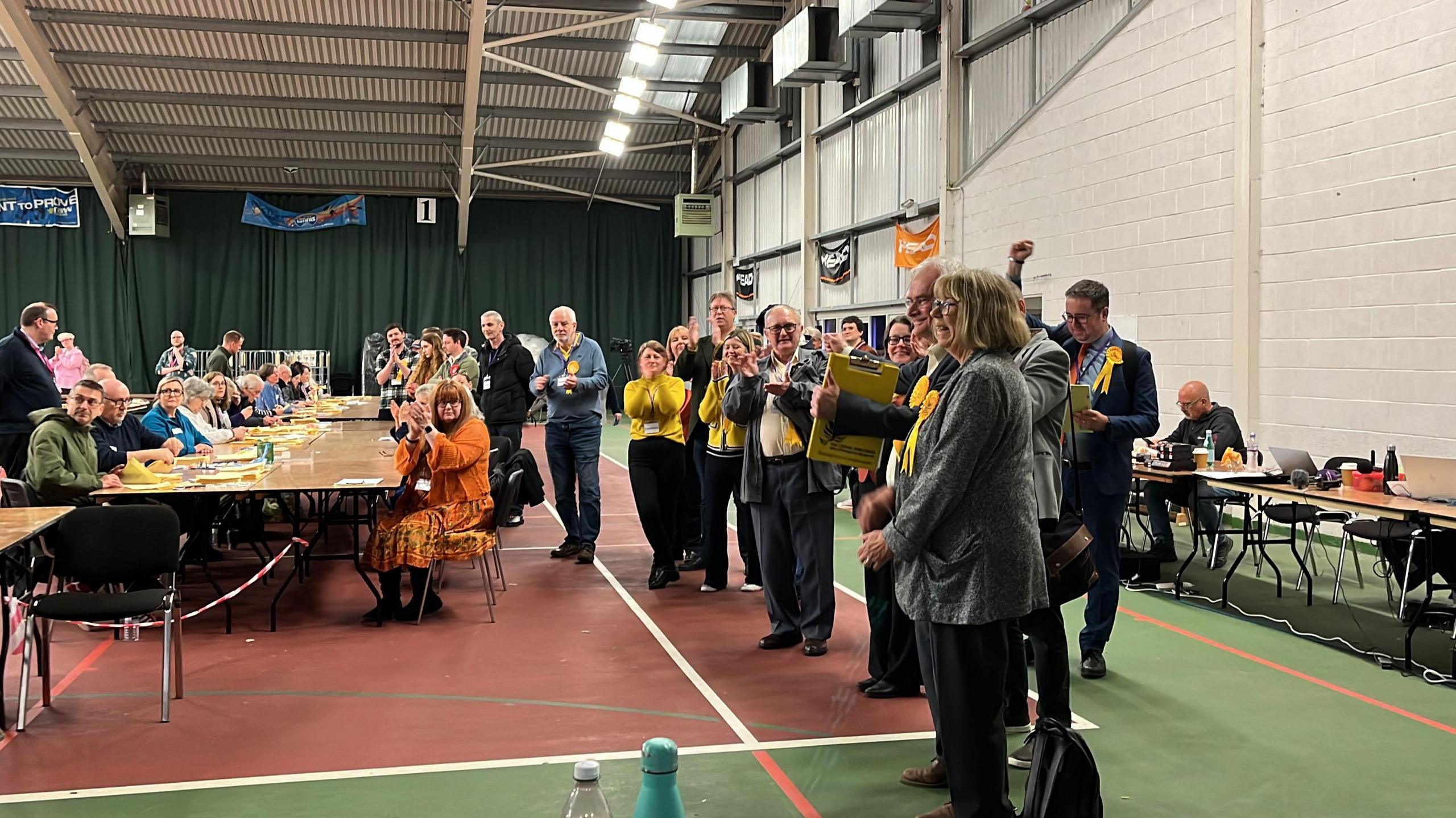 Liberal Democrats cheered after the first results came in