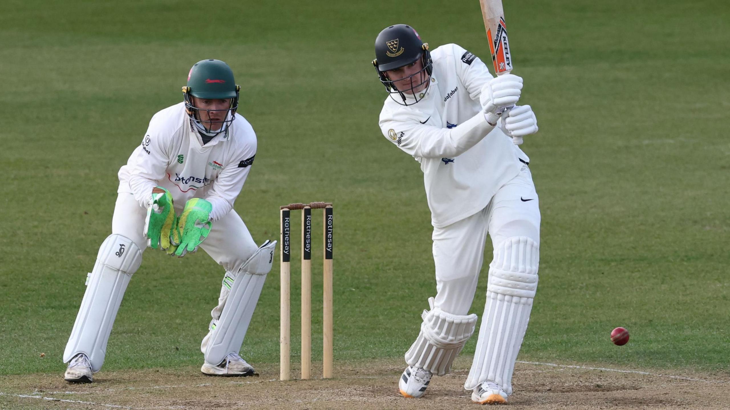 Jack Carson batting at Leicester